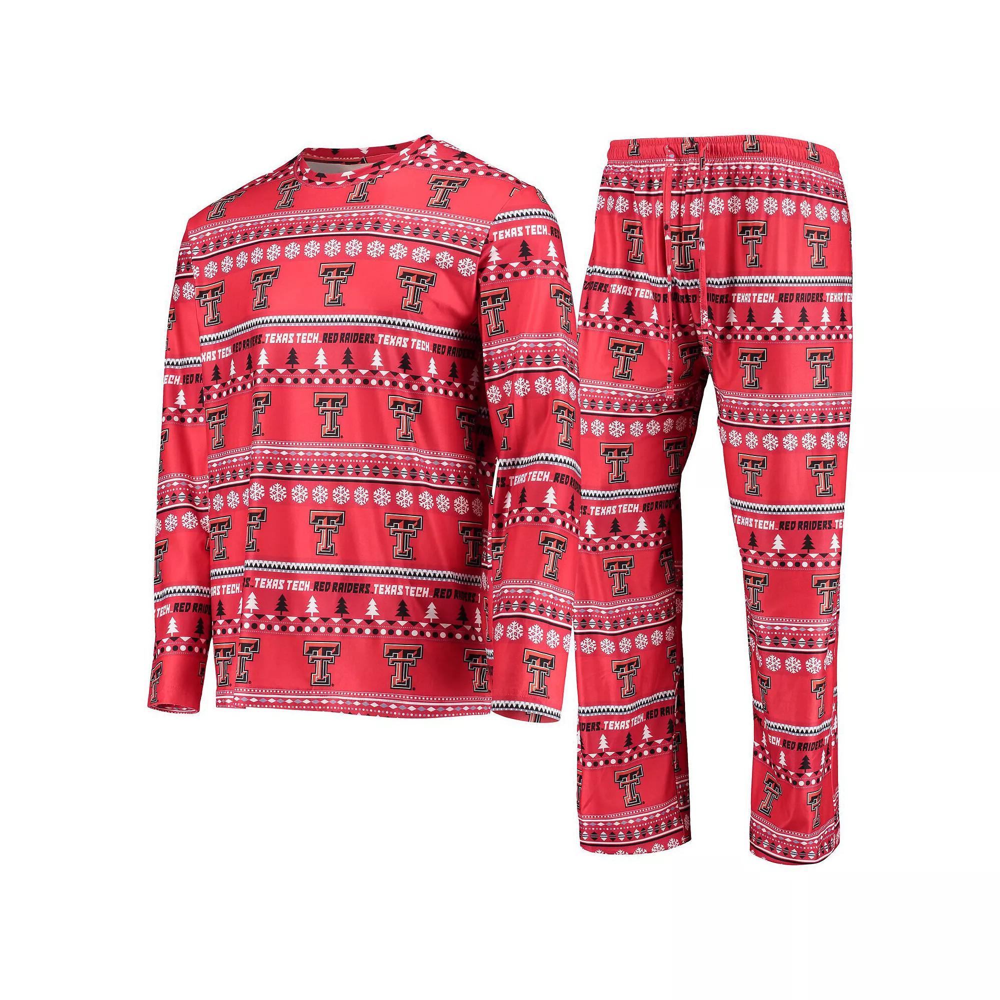 Men's Concepts Sport Red Texas Tech Red Raiders Ugly Sweater Long Sleeve T-Shirt and Pants Sleep Set,  Product Image