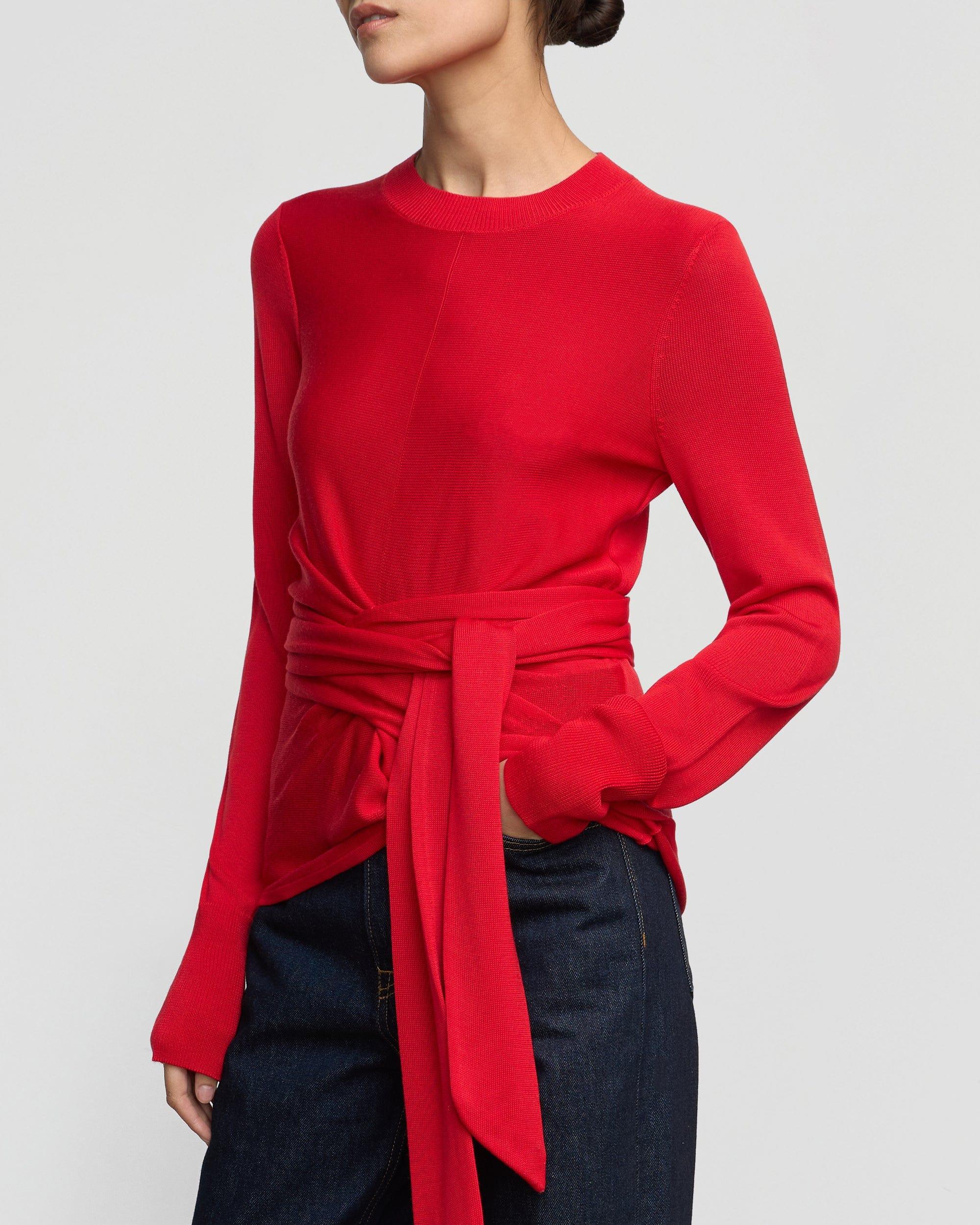 Robin Tie-Front Tencel-Wool Sweater Product Image