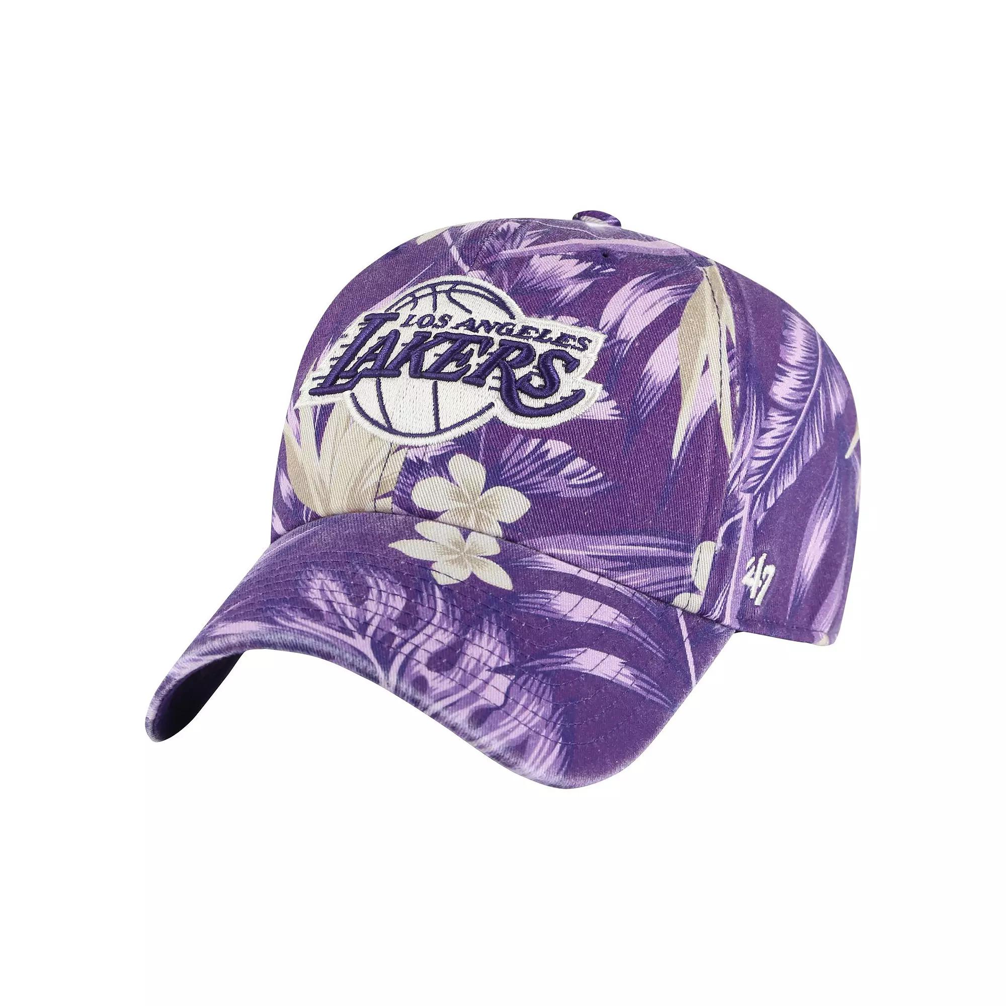Men's '47 Purple Los Angeles Lakers Tropicalia Floral Clean Up Adjustable Hat Product Image