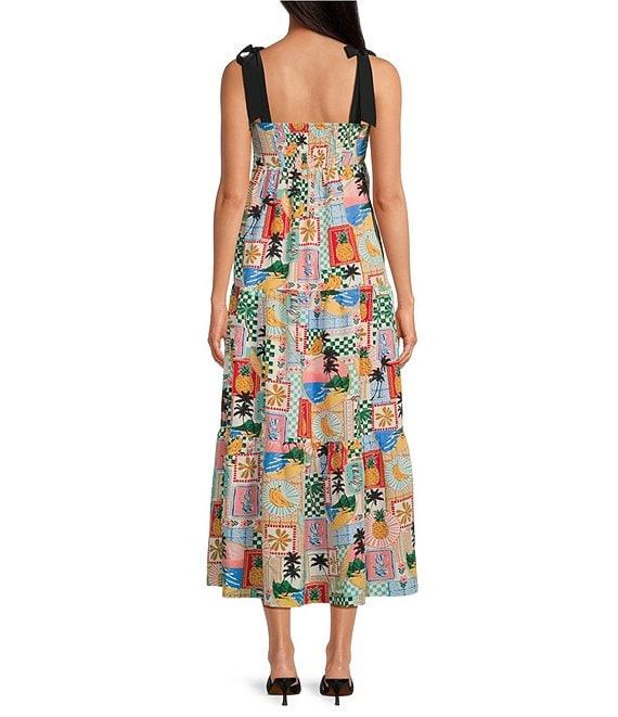 Skies Are Blue Printed Square Neck Sleeveless Tiered Maxi Dress Product Image