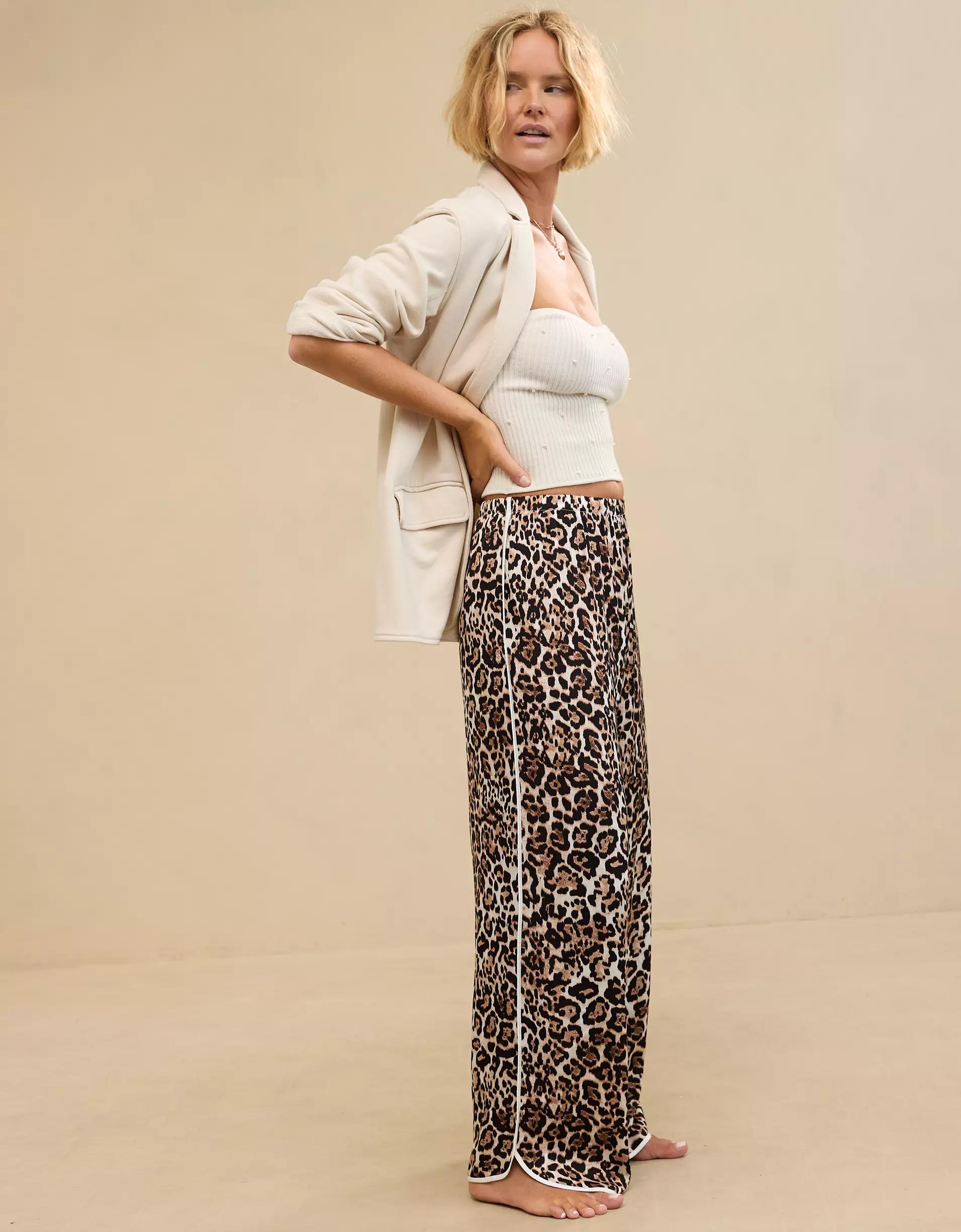 Aerie Off-Duty Satin Piping Trouser PJ Product Image