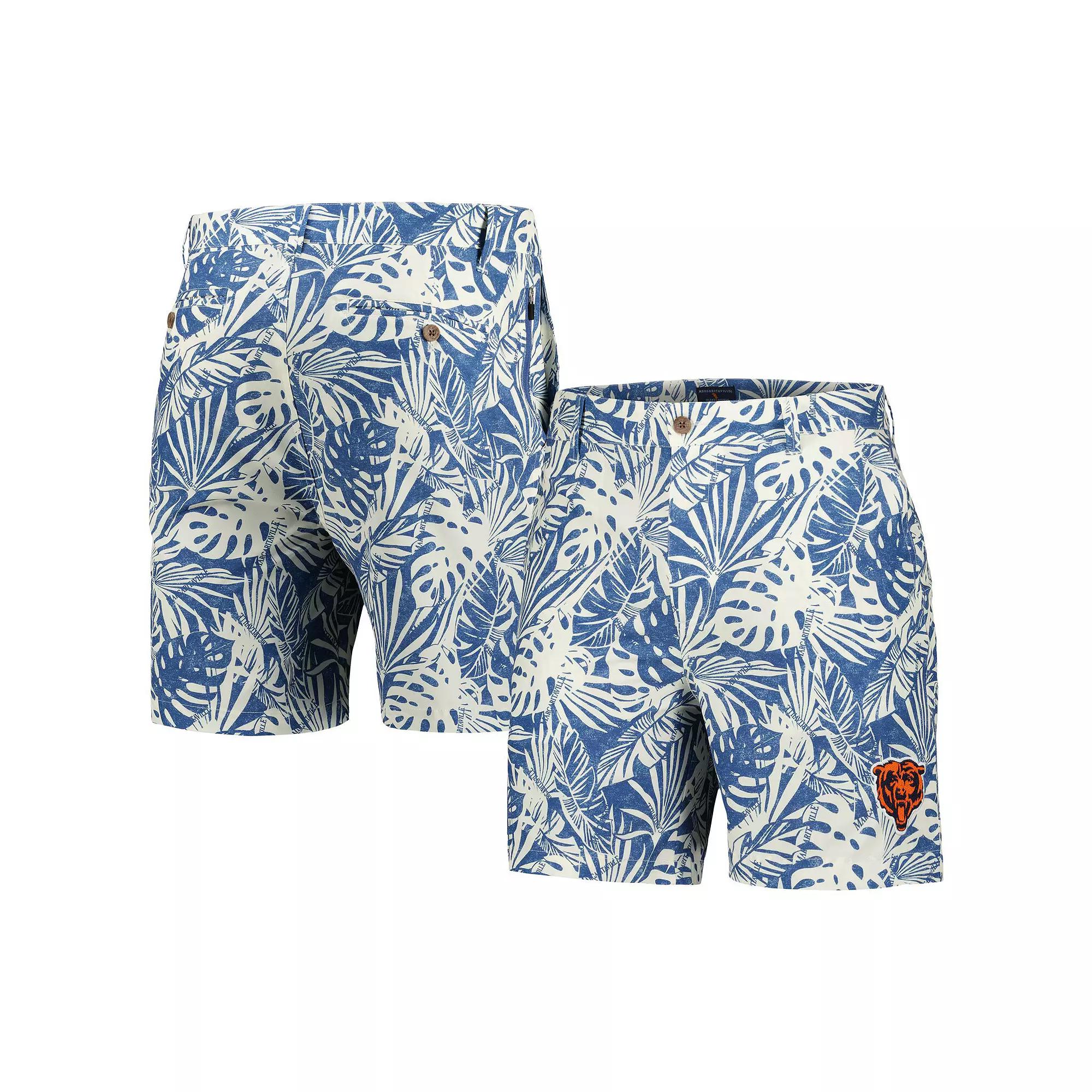 Men's Margaritaville Navy Chicago Bears Sandwashed Monstera Print Amphib Shorts, Size: 36, Blue Product Image