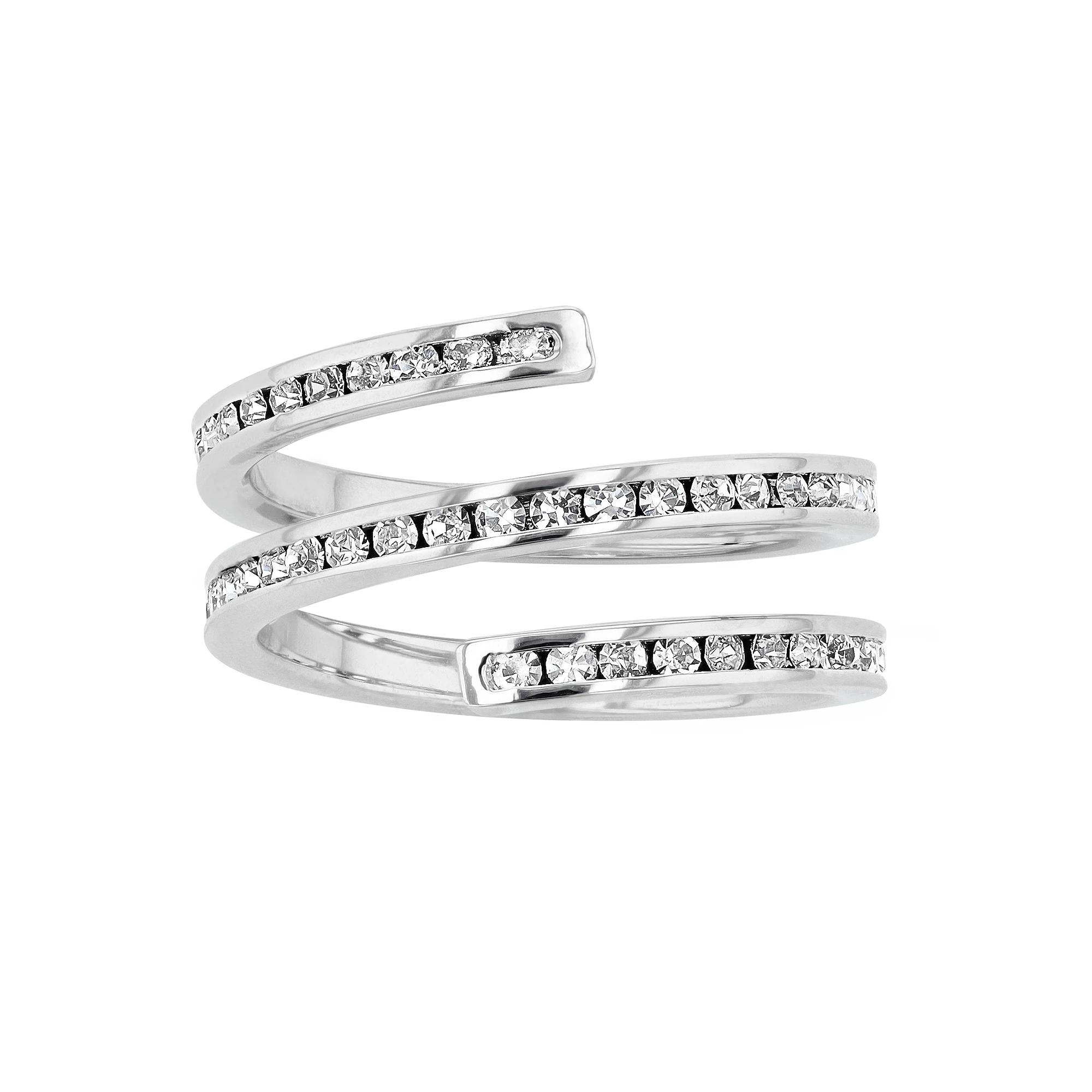 Traditions Jewelry Company Fine Silver Plated Crystal Spiral Ring, Women's,  Product Image