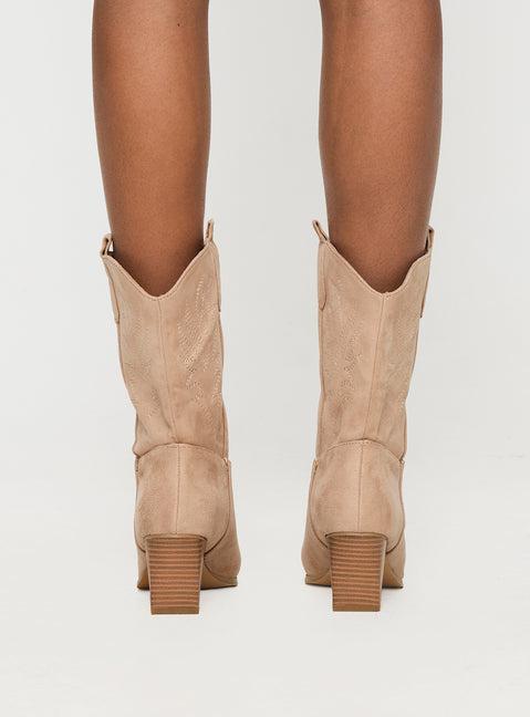 Jessie Cowboy Boots Beige Product Image
