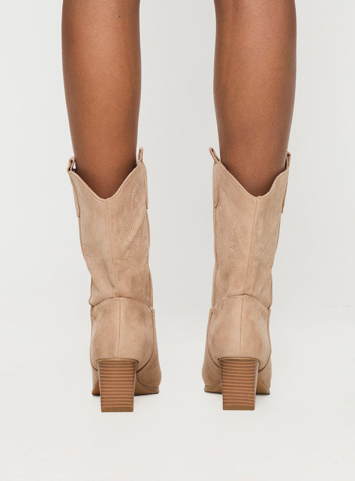 Jessie Cowboy Boots Beige Product Image