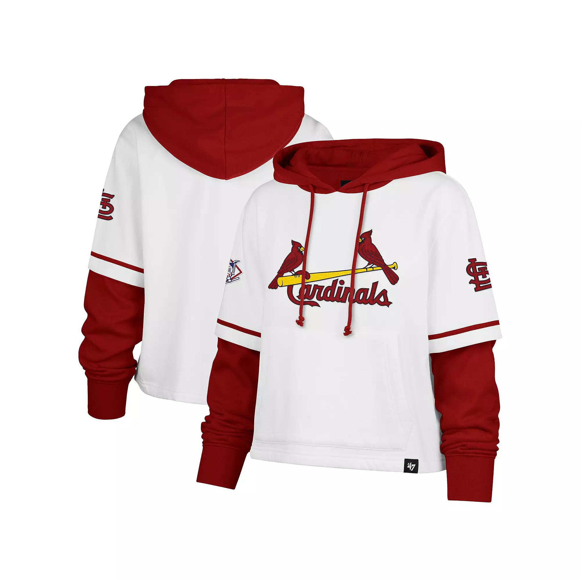 Women's '47 White St. Louis Cardinals Trifecta Shortstop Cropped Pullover Hoodie,  Product Image