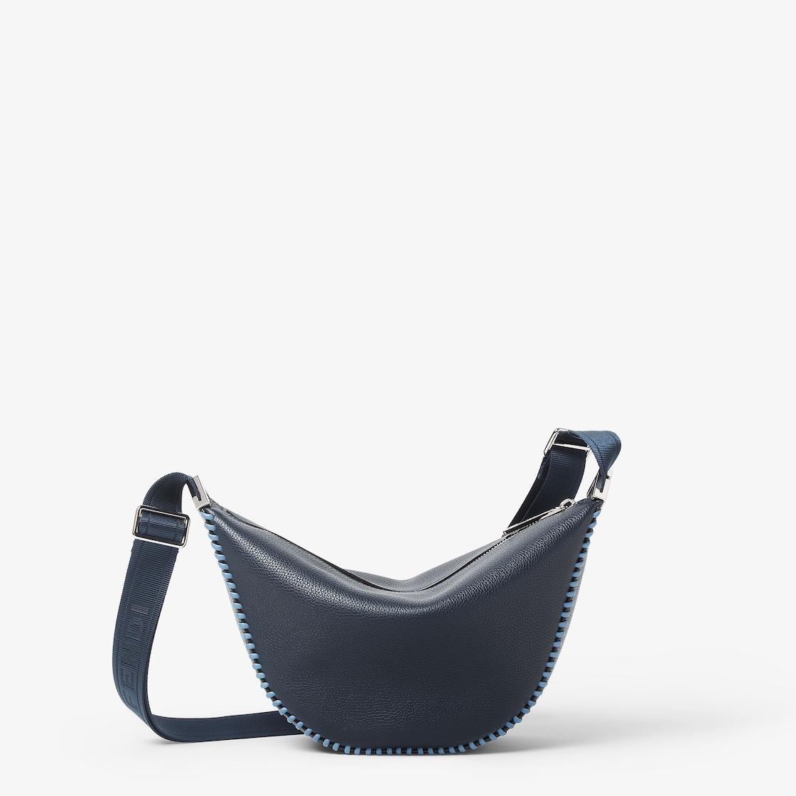 Fendi Roma Leather Fendi Melon SmallDark blue leather bag with threading Product Image