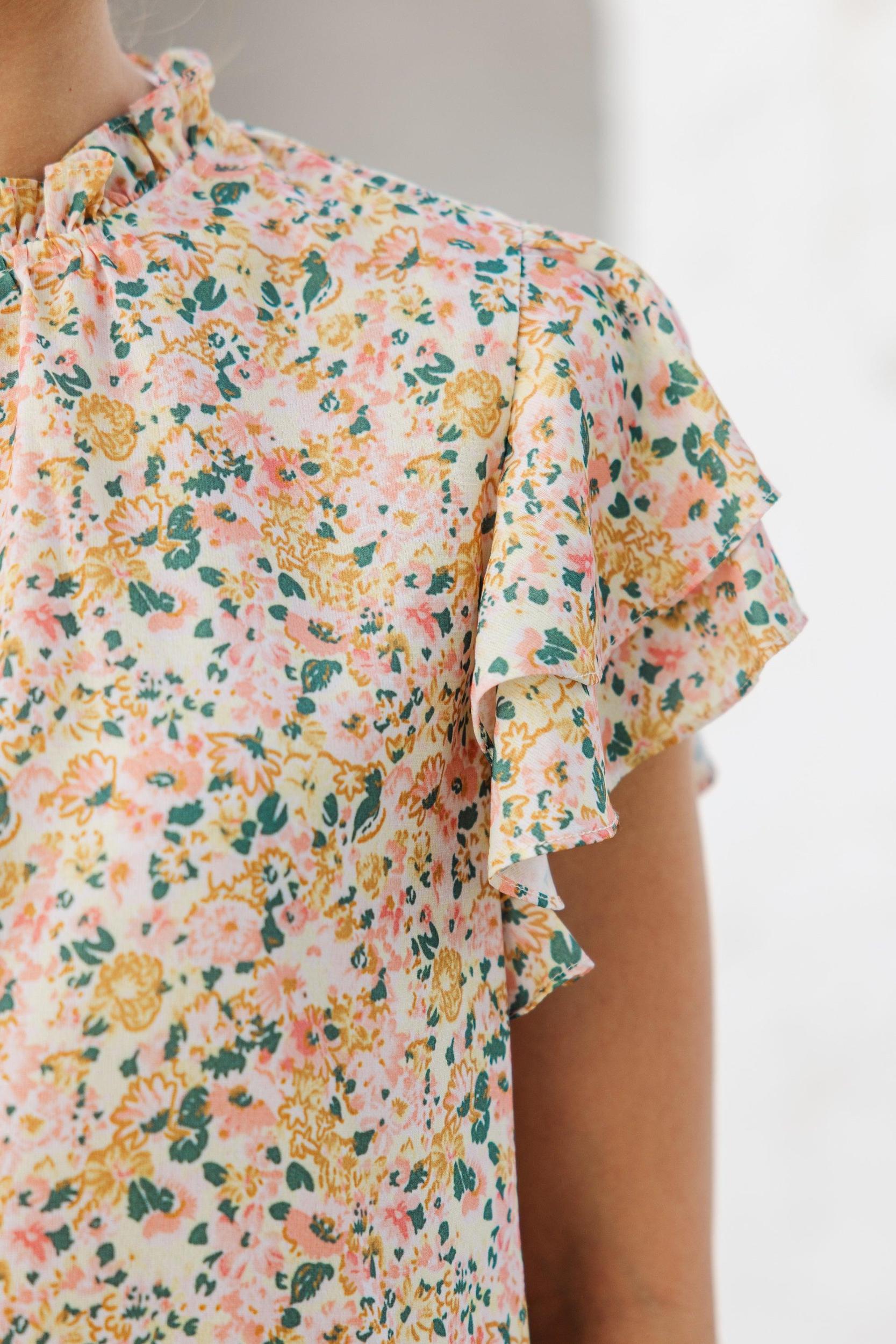 On Your Heart Yellow Ditsy Floral Blouse Female Product Image