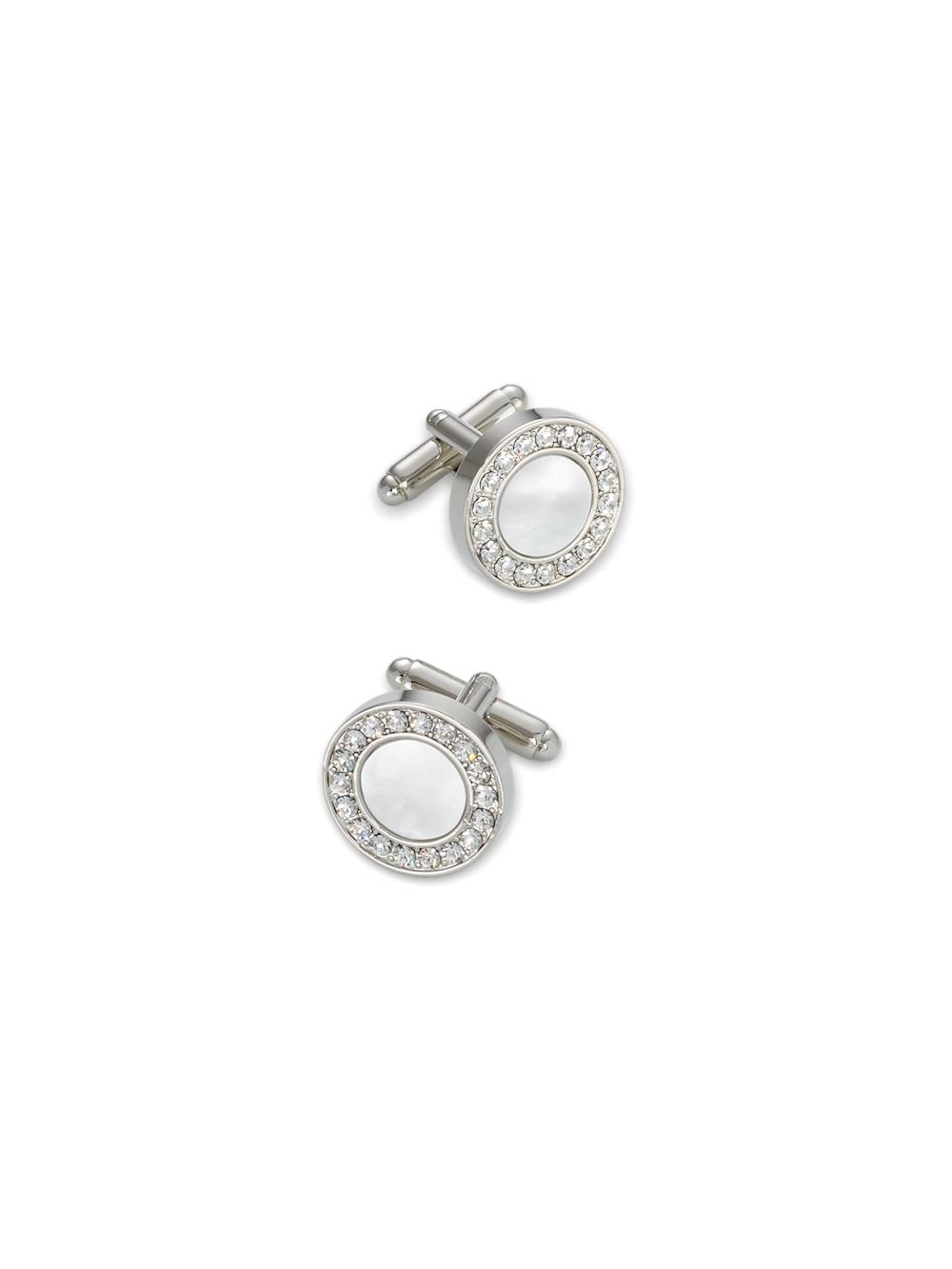 Mother of Pearl & Crystal Cufflinks - Gold Product Image