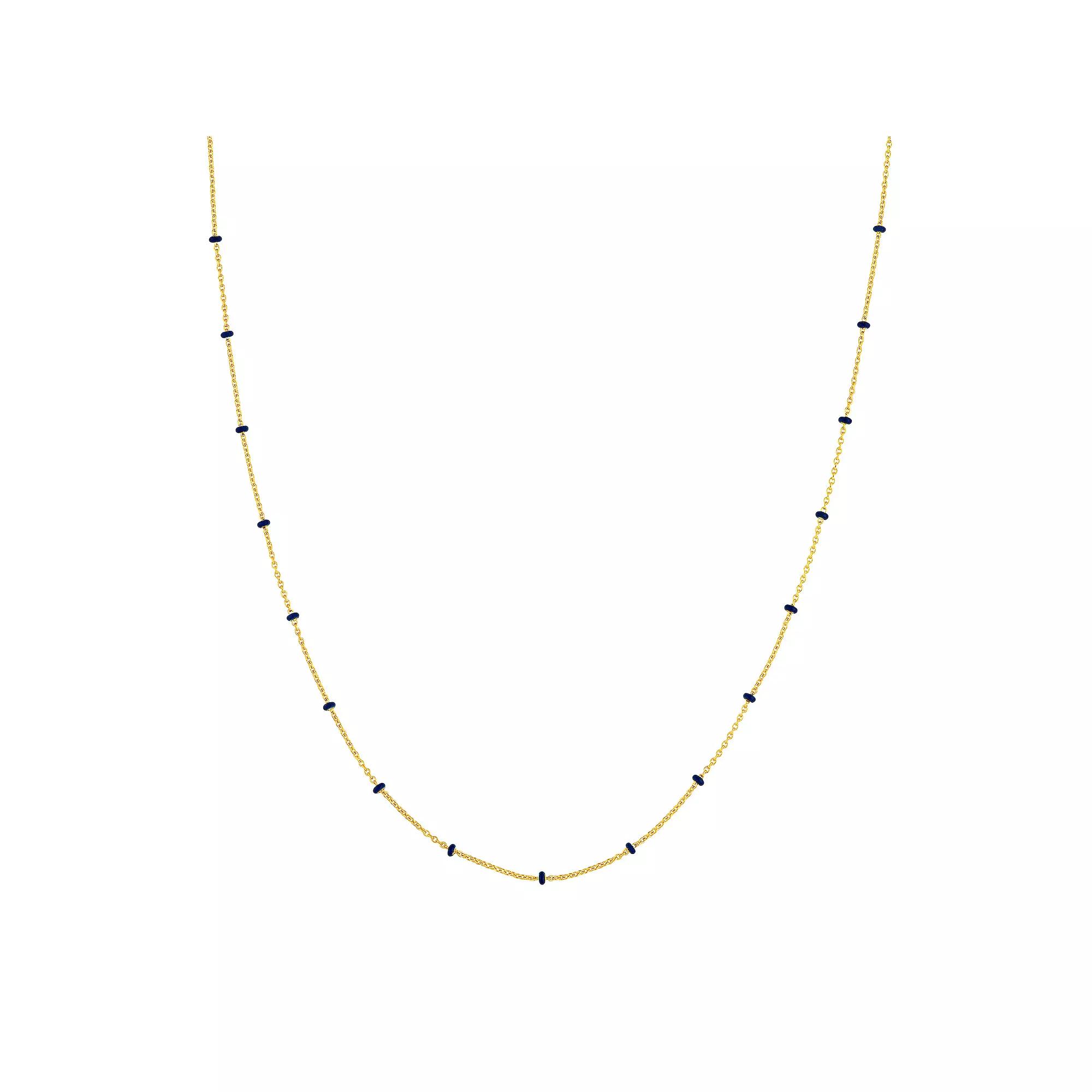 Color Romance 14k Gold Enamel Color Accent Saturn Chain Necklace, Women's, Size: 18", Blue Product Image