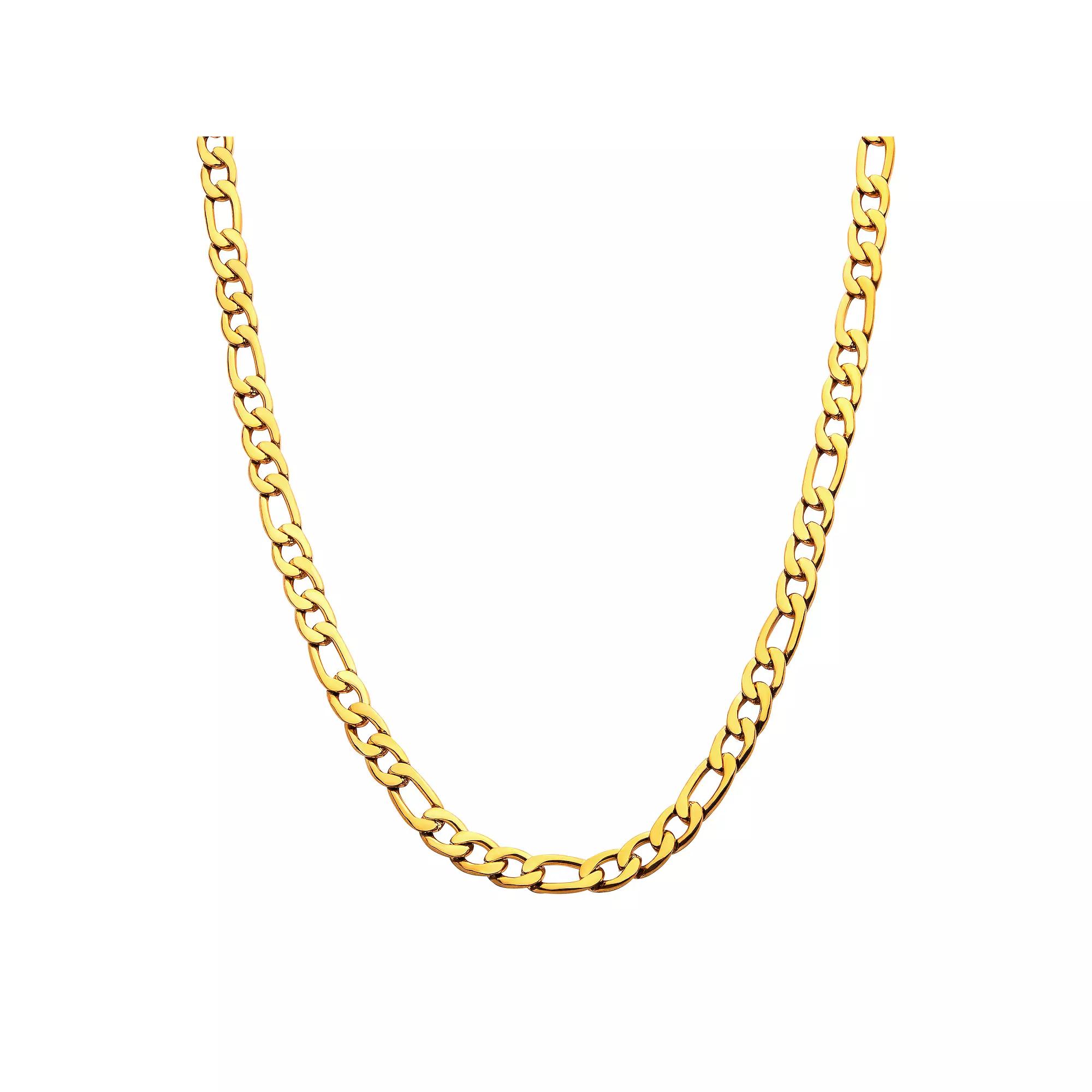 18k Gold Over Stainless Steel 6 mm Figaro Chain Necklace, Men's, Size: 26", Gold Tone 6mm Product Image