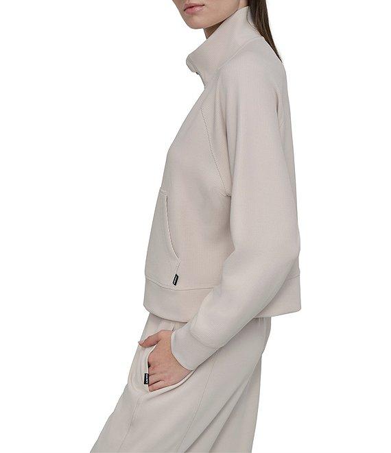 DKNY by Donna Karen Sport Coordinating Highline Ribbed Mock Neck Half Zip Long Sleeve Kanga Pocket Pullover Product Image