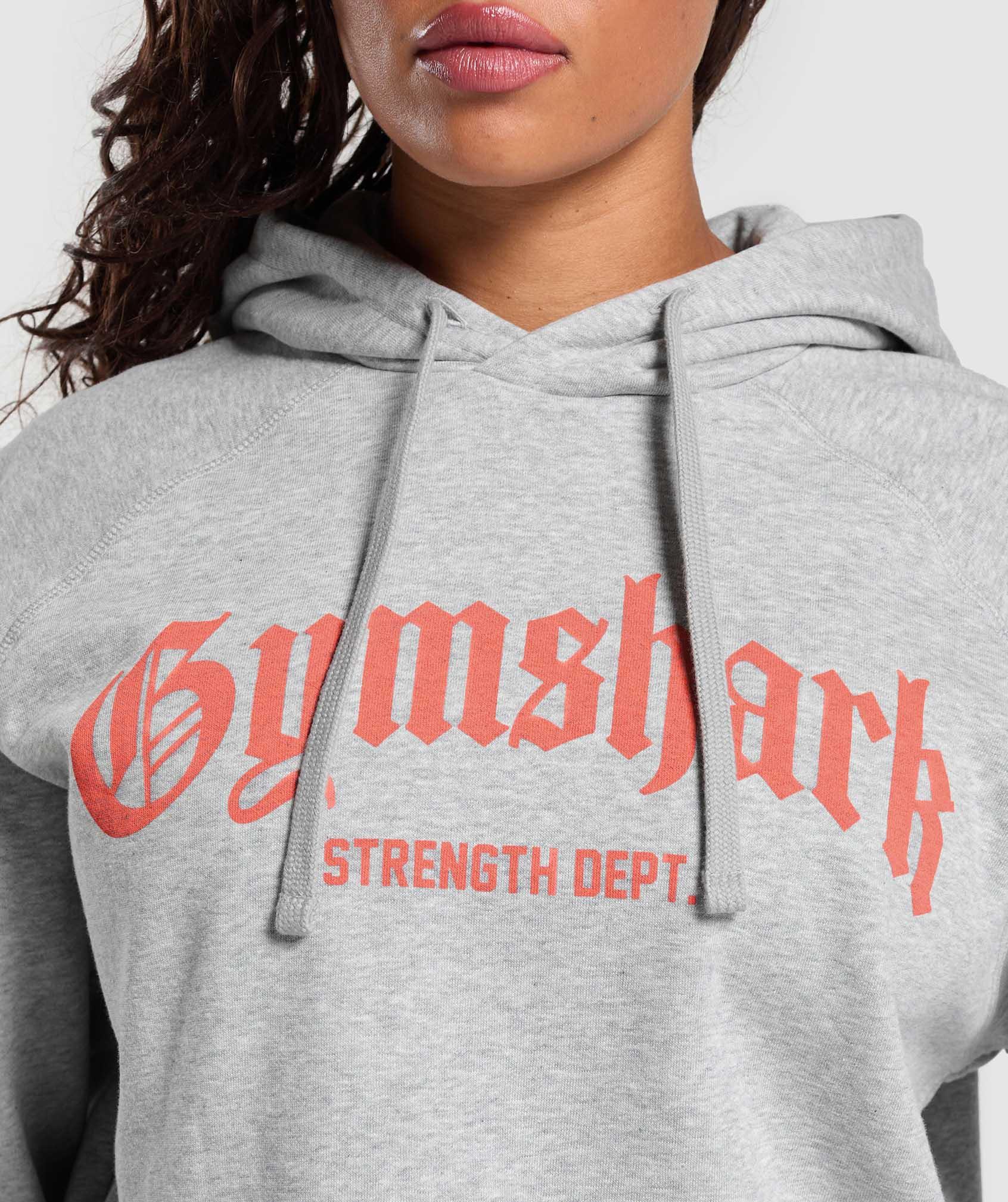 Gymshark Strength Department Graphic Hoodie - Light Grey Core Marl Female Product Image