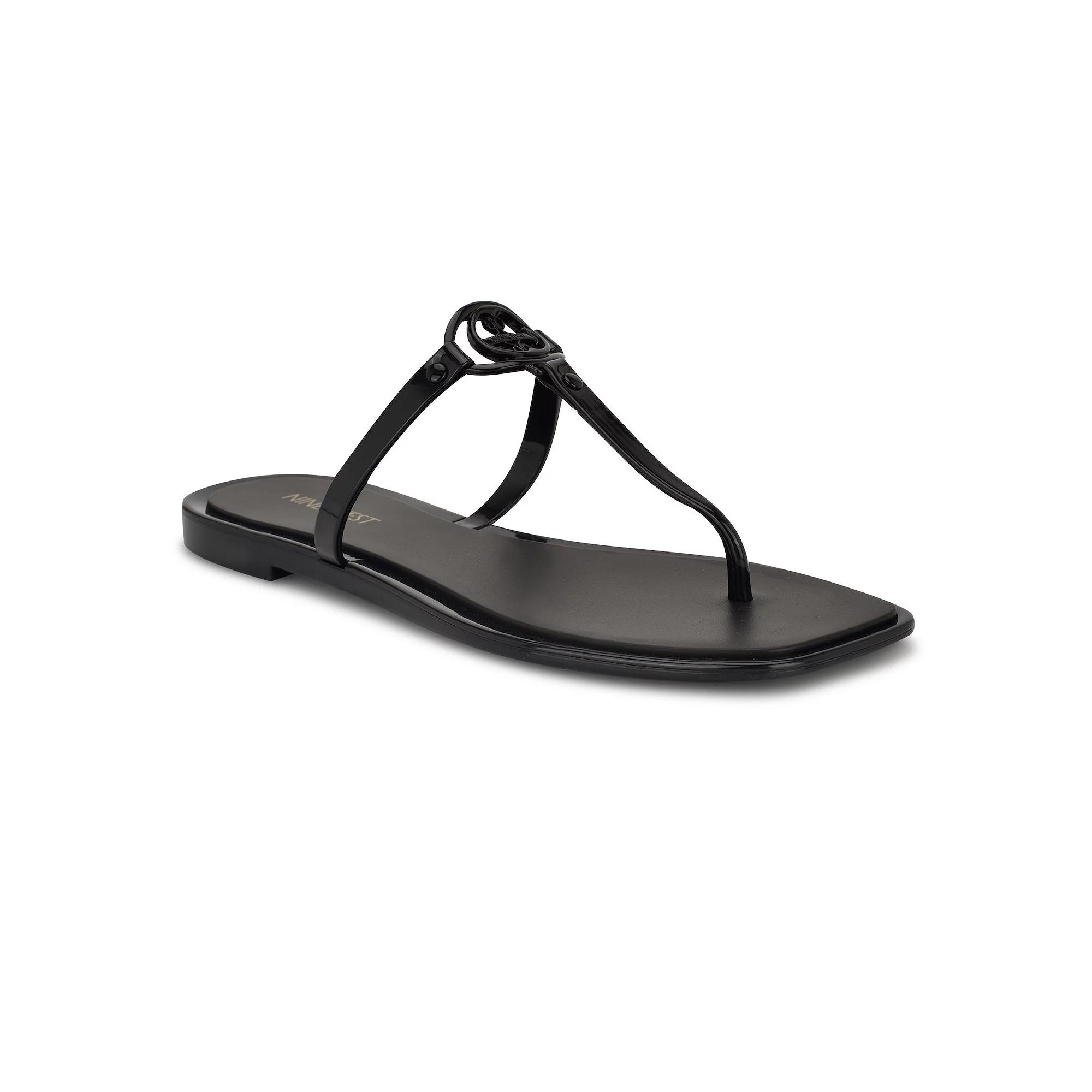 Nine West Dacota Women's Square Toe Slip-On Sandals, Size: 7, Black Product Image