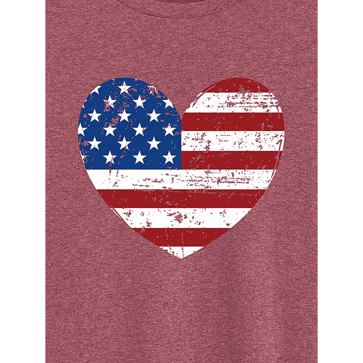 Plus Size Blue and Red Heart Crew Neck T-Shirt Plum Women Non Country Round Neck Everyday-Casual T-shirts BloomChic 10/M Product Image