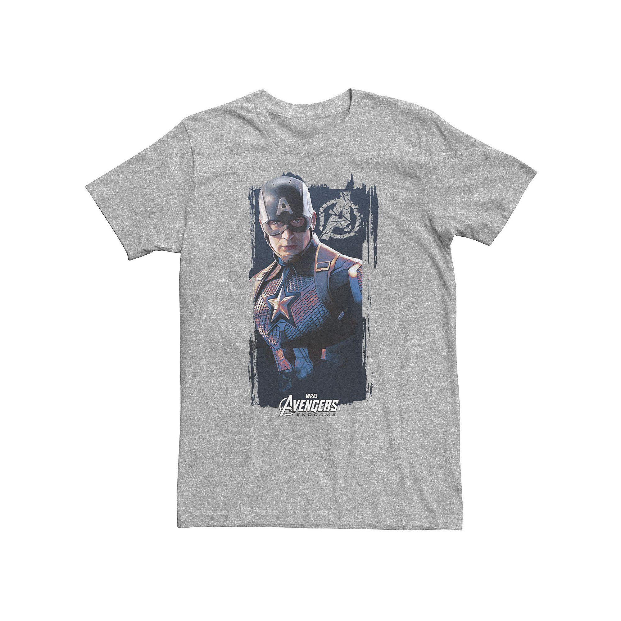 Big & Tall Marvel Avengers Endgame Captain America Logo Poster Tee, Men's, Size: Large Tall, Athletic Grey Product Image