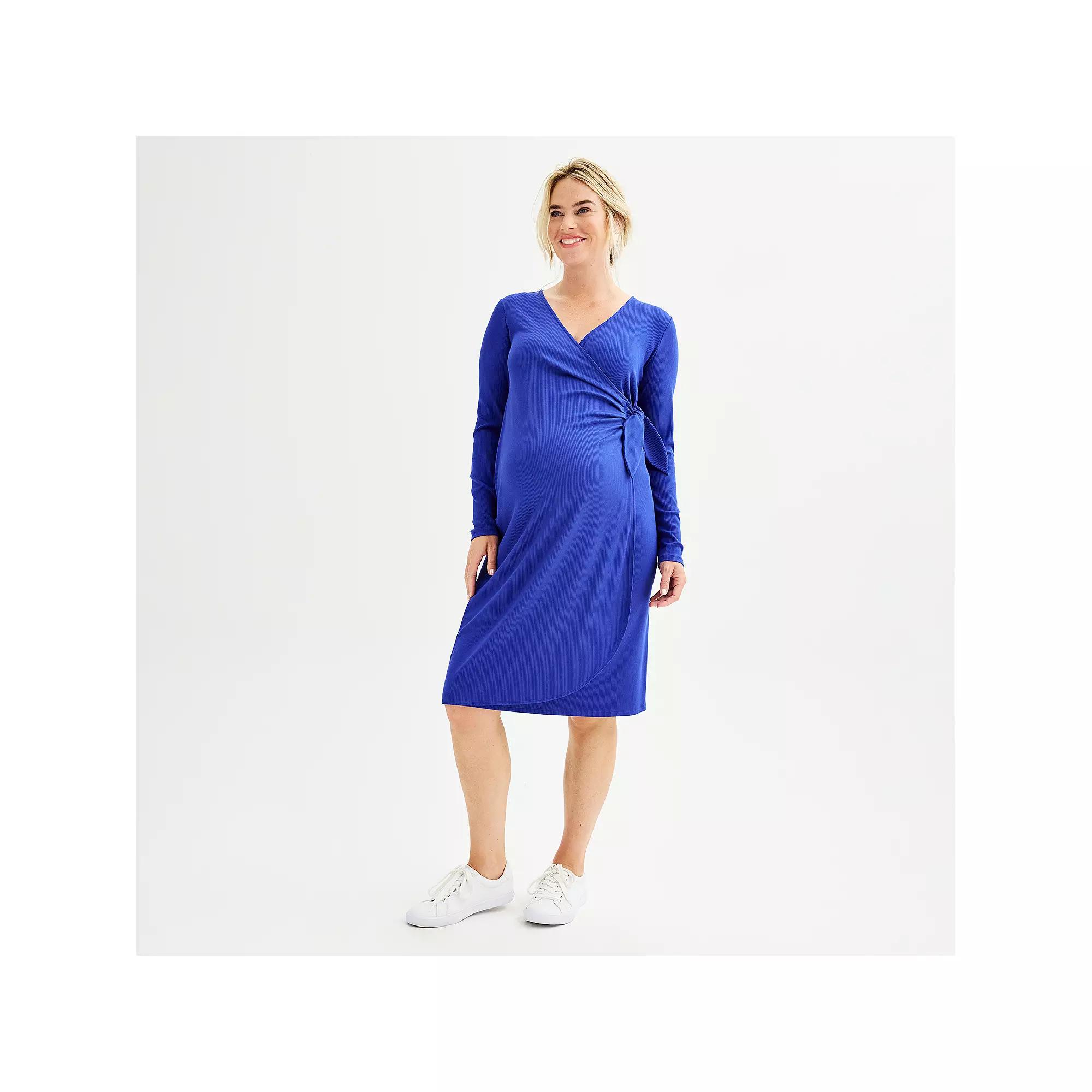 Maternity Sonoma Goods For Life® Knit Wrap Dress, Women's, Size: XL-Mat, Wicked Blue Product Image