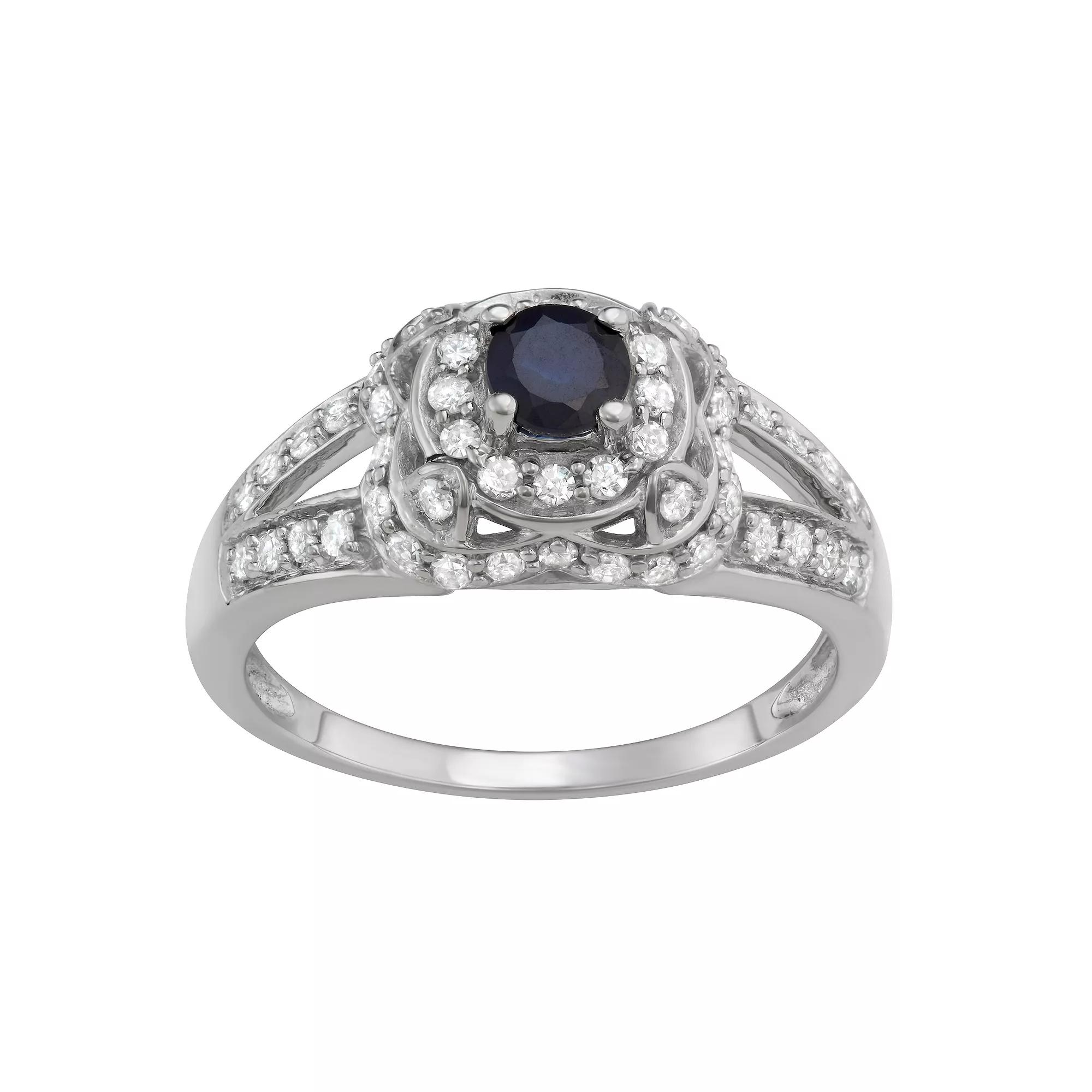 HDI 14k White Gold Sapphire & 1 Carat T.W. Diamond Engagement Ring, Women's,  Product Image