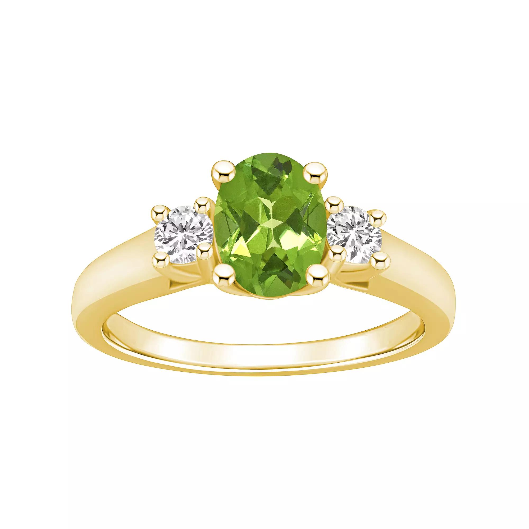Alyson Layne 14k Gold Oval Cut Peridot & 1/4 Carat T.W. Diamond Ring, Women's, Size: 8, Green Product Image