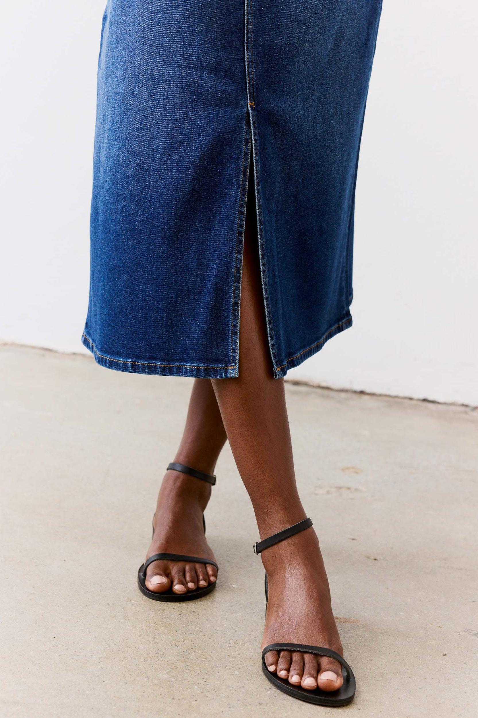 The Iconic Denim Midi Skirt Product Image