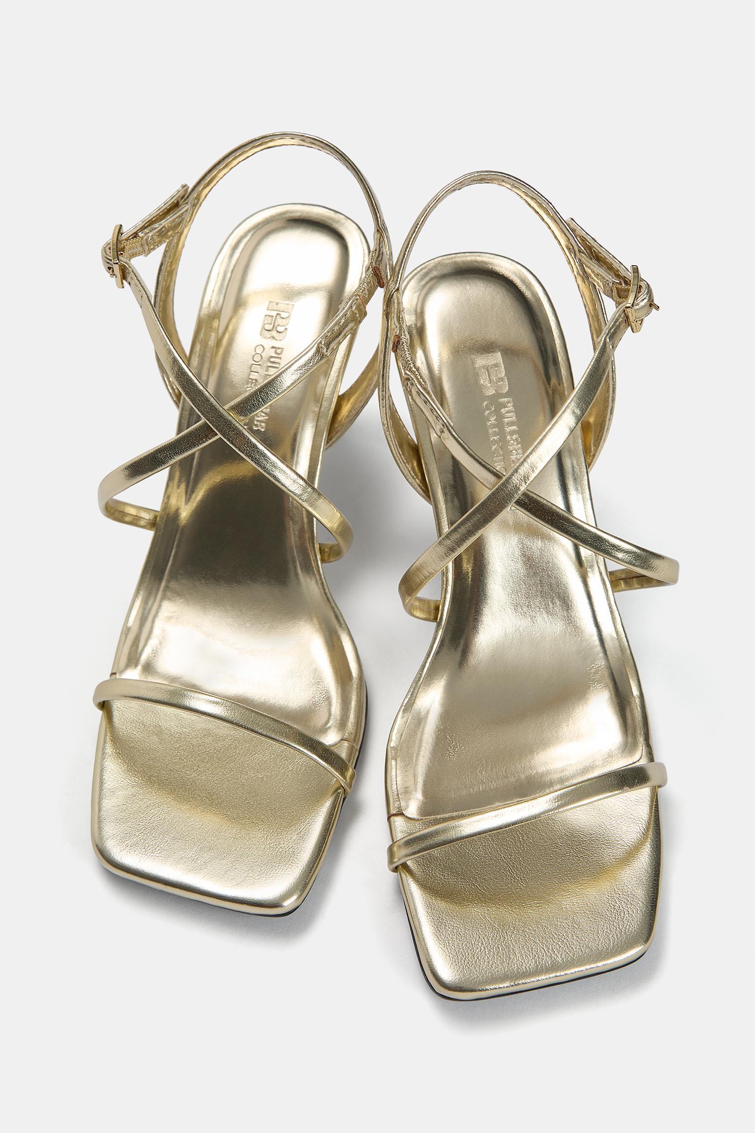 Gold high-heel sandals Product Image