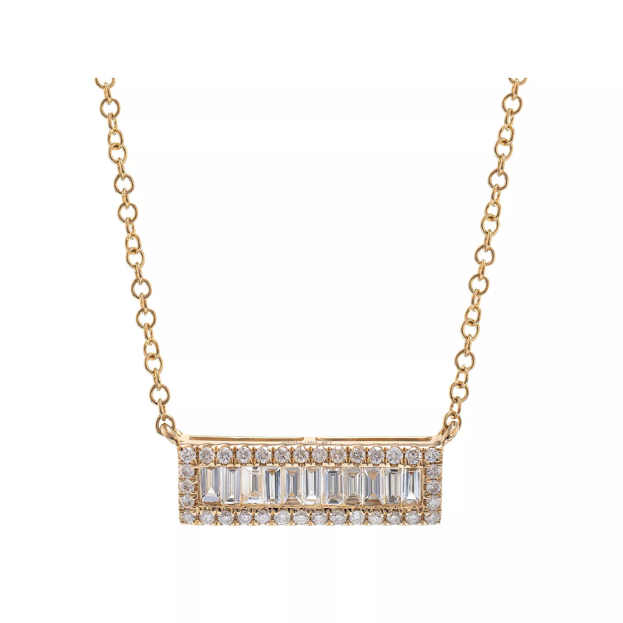 Luxle 14k Gold 3/8 Carat T.W. Diamond Bar Necklace, Women's Product Image