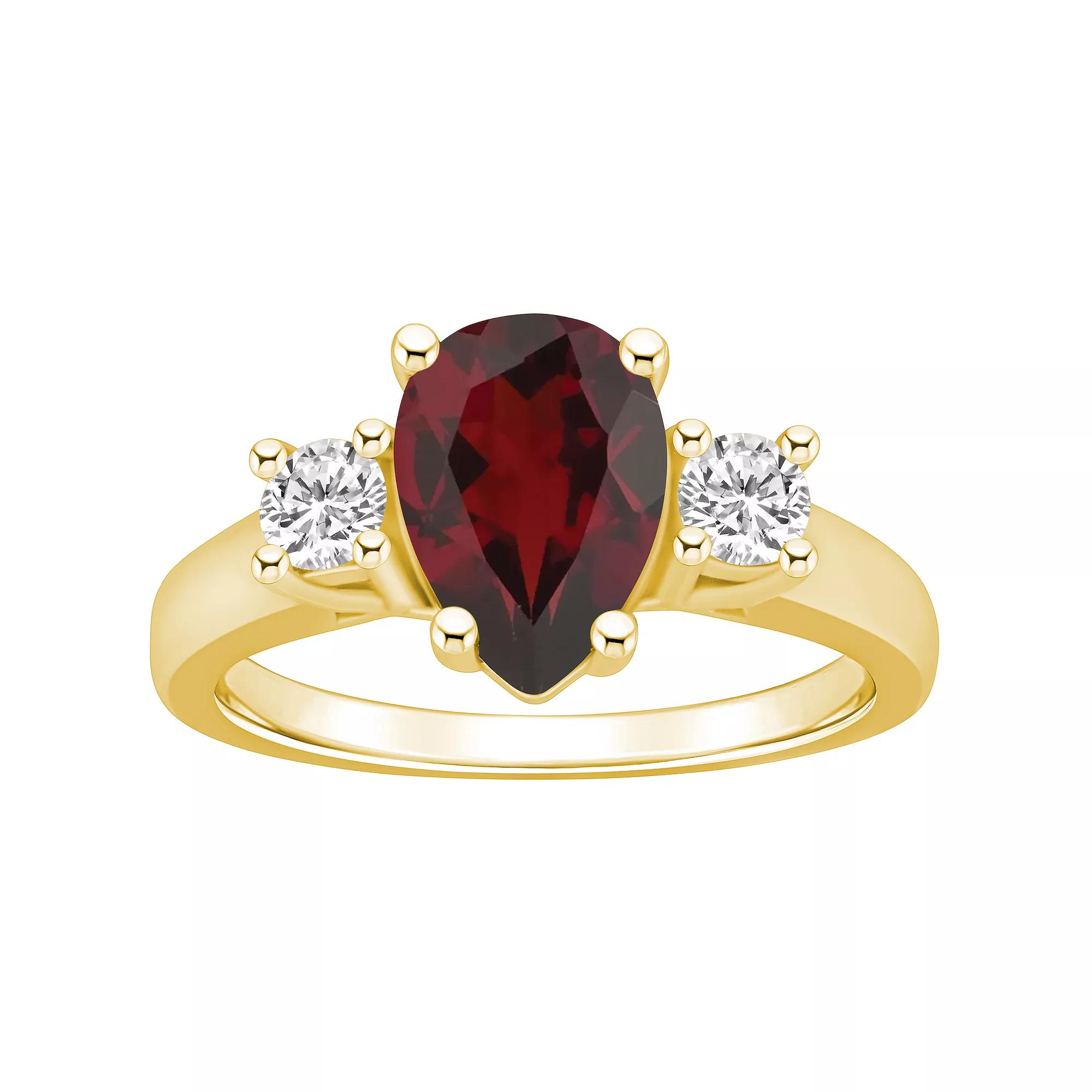 Alyson Layne 14k Gold Pear Cut Garnet & 1/3 Carat T.W. Diamond Ring, Womens Red Product Image