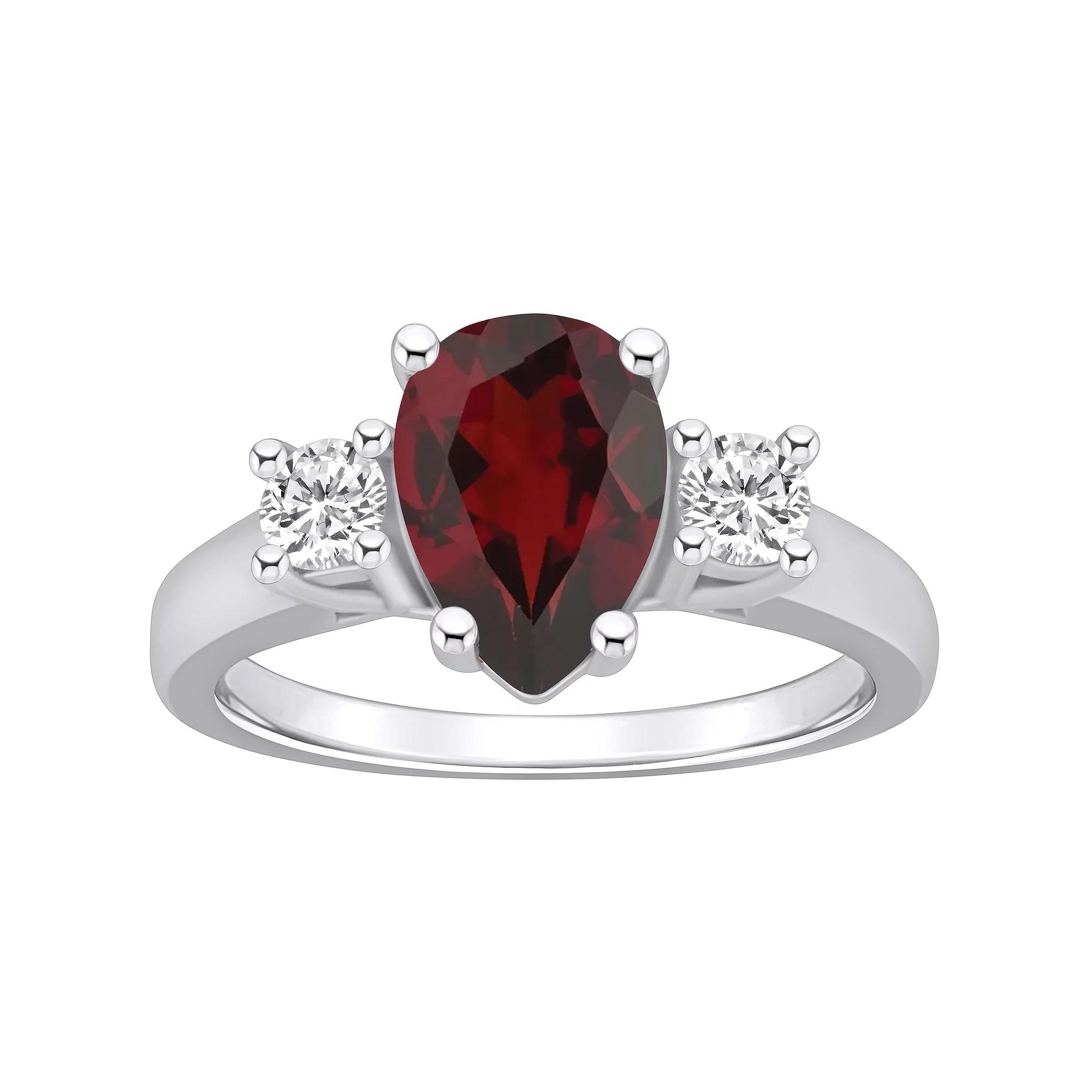 Alyson Layne 14k Gold Pear Cut Garnet & 1/3 Carat T.W. Diamond Ring, Womens Red Product Image