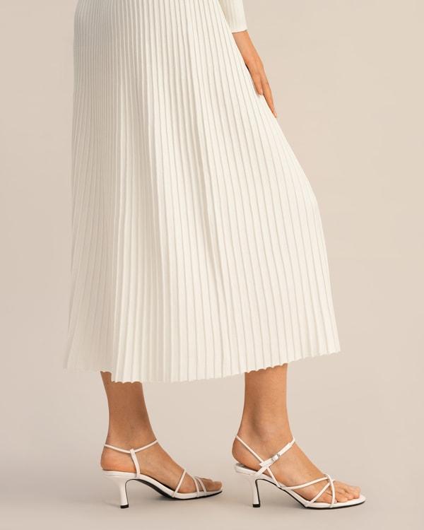 LILYSILK Womens Long Silk Dress | Silk Knitted | Exquisite Vertical Ribbing Dress | Natural White SP Product Image