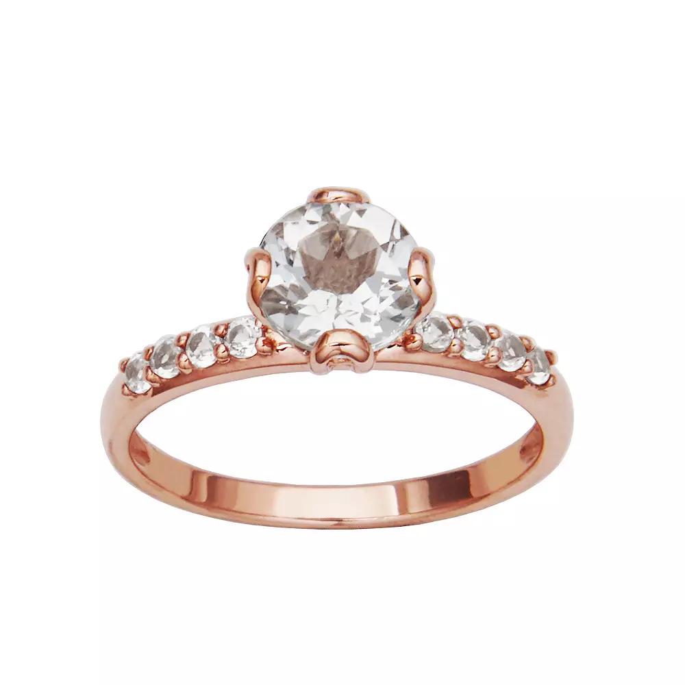 10k Rose Gold White Topaz Engagement Ring, Women's, Size: 9, 10k Gold Product Image