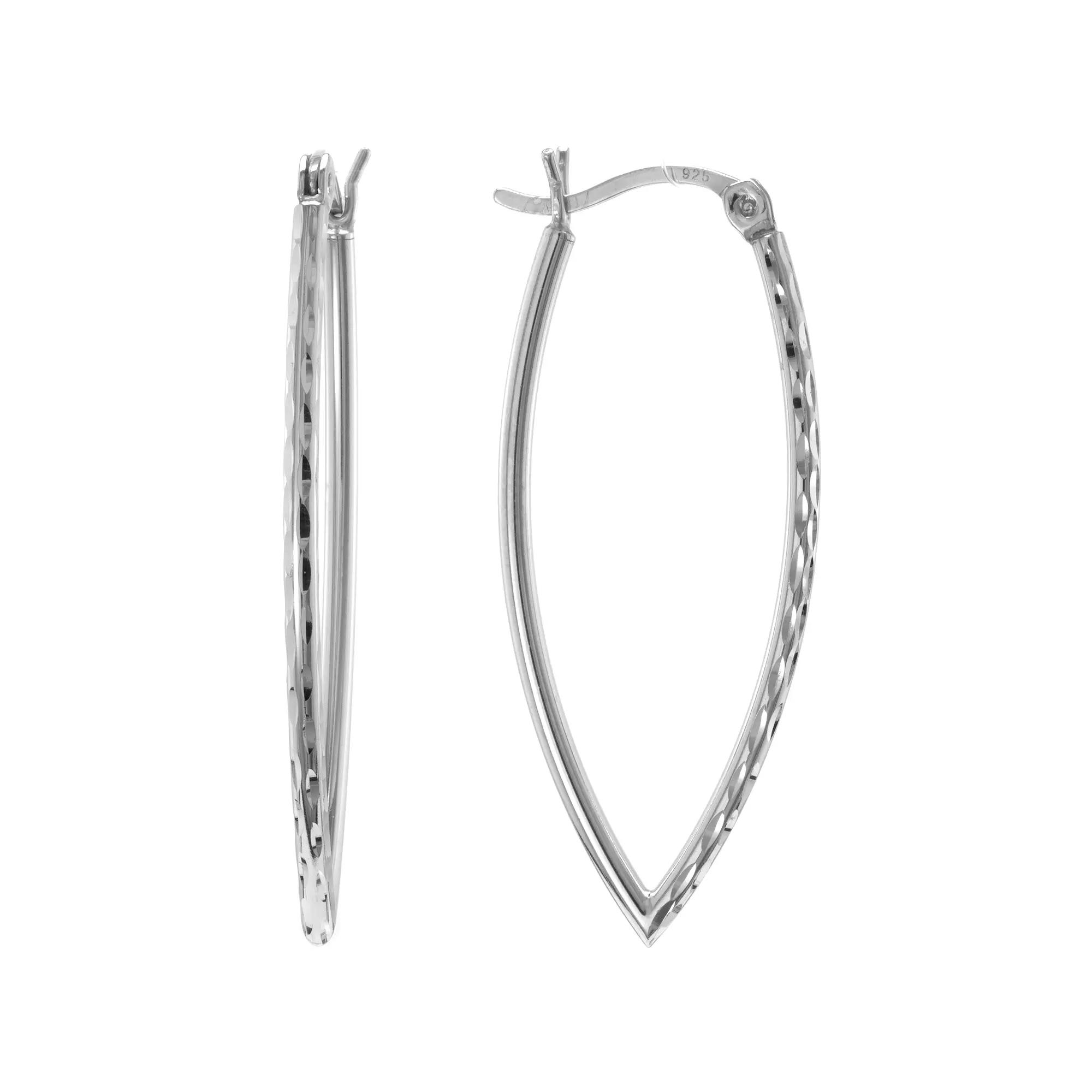 Judy Crowell Sterling Silver Diamond-Shaped Hoop Earrings, Women's Product Image