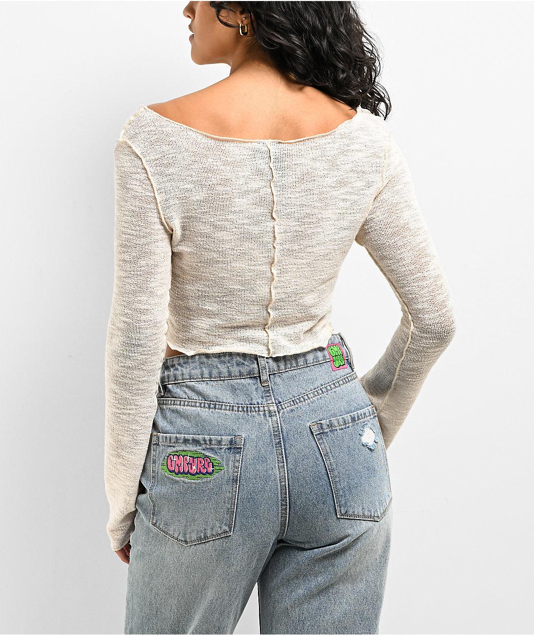 Spicychix Slub Cream Long Sleeve Top Product Image