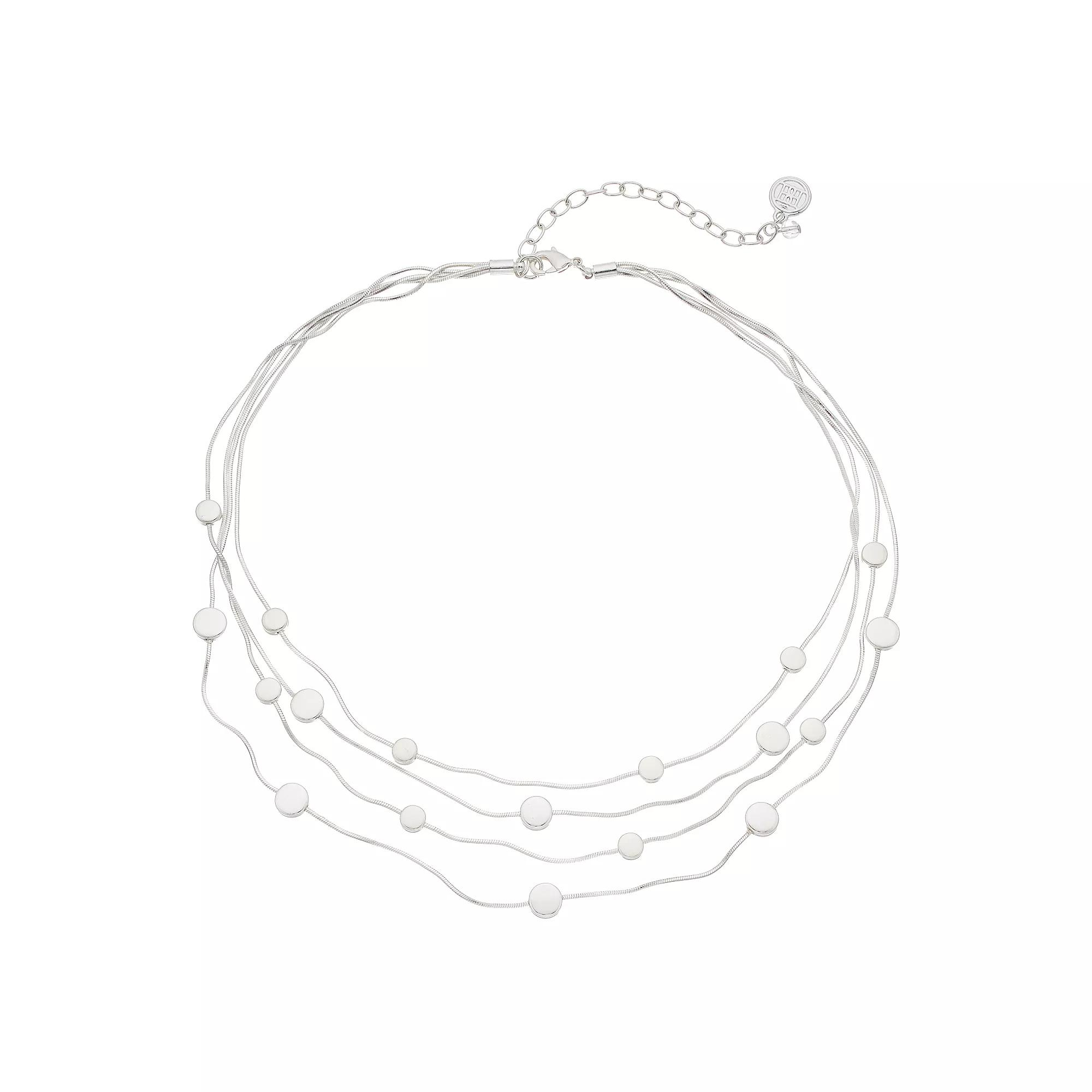 Napier Medallion Station Multi-Strand Necklace, Womens, Silver Tone Product Image