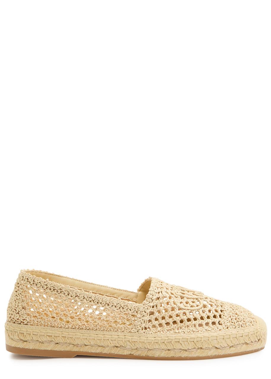 CHLOÉ Womens Chloe Isla Logo-embossed Crochet Espadrilles In Brown Product Image