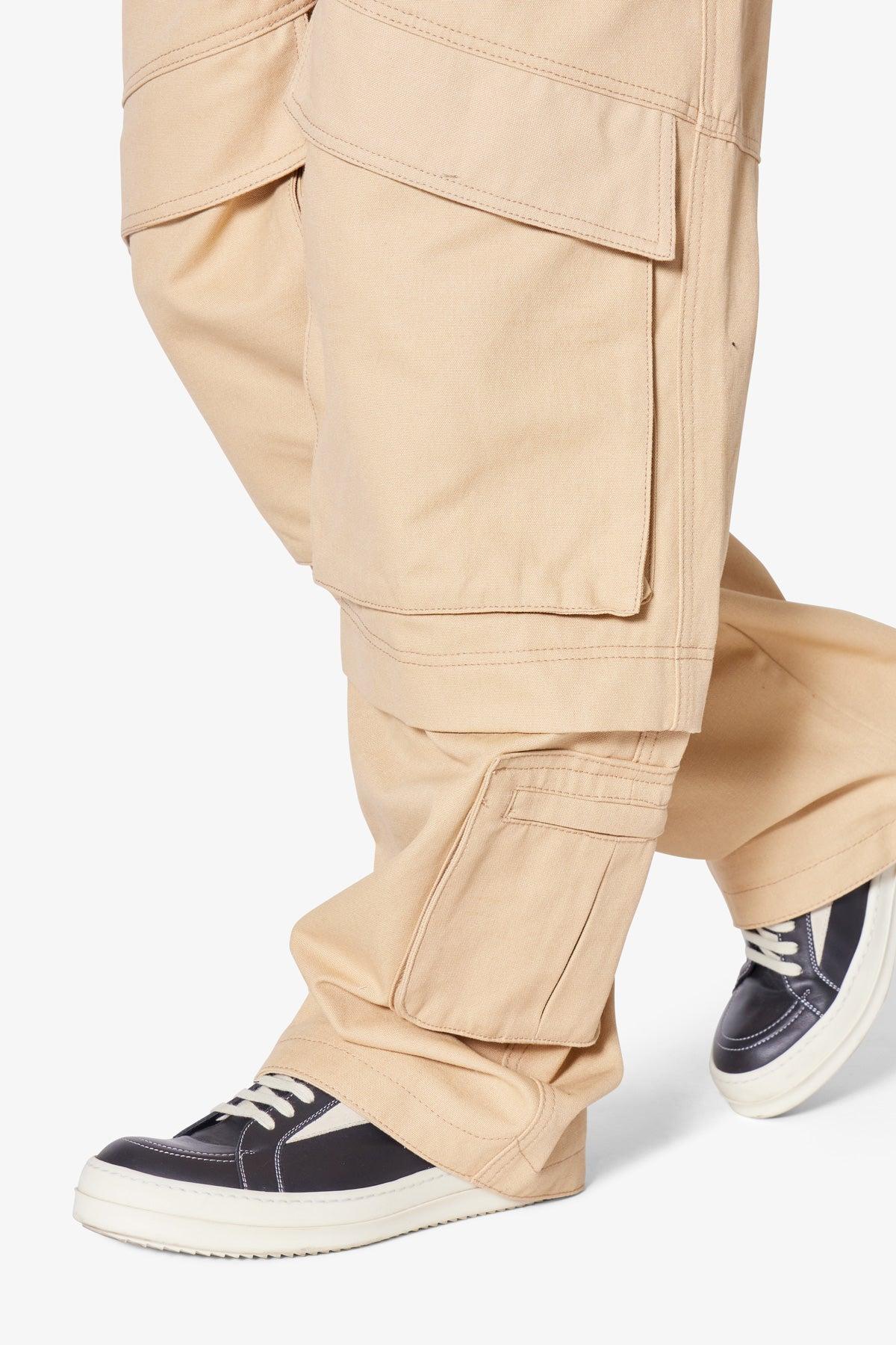 Baggy Slanted Cargo Pants - Khaki Product Image