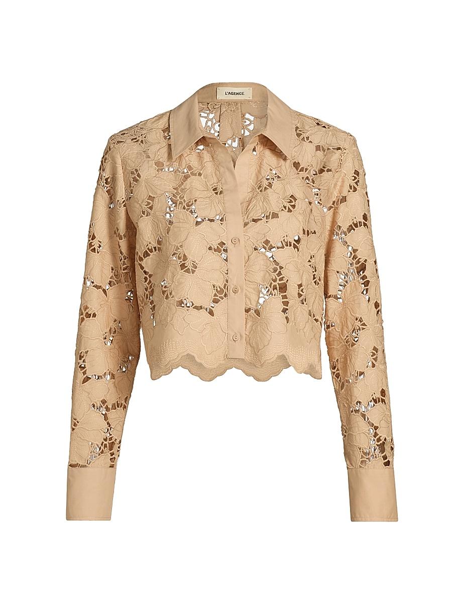 Womens Seychelle Floral Cotton Eyelet Crop Blouse Product Image