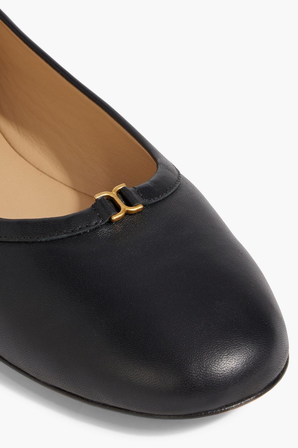 CHLOÉ Bow Detail Round Toe Flat Sole Ballerina Shoes In Black Product Image