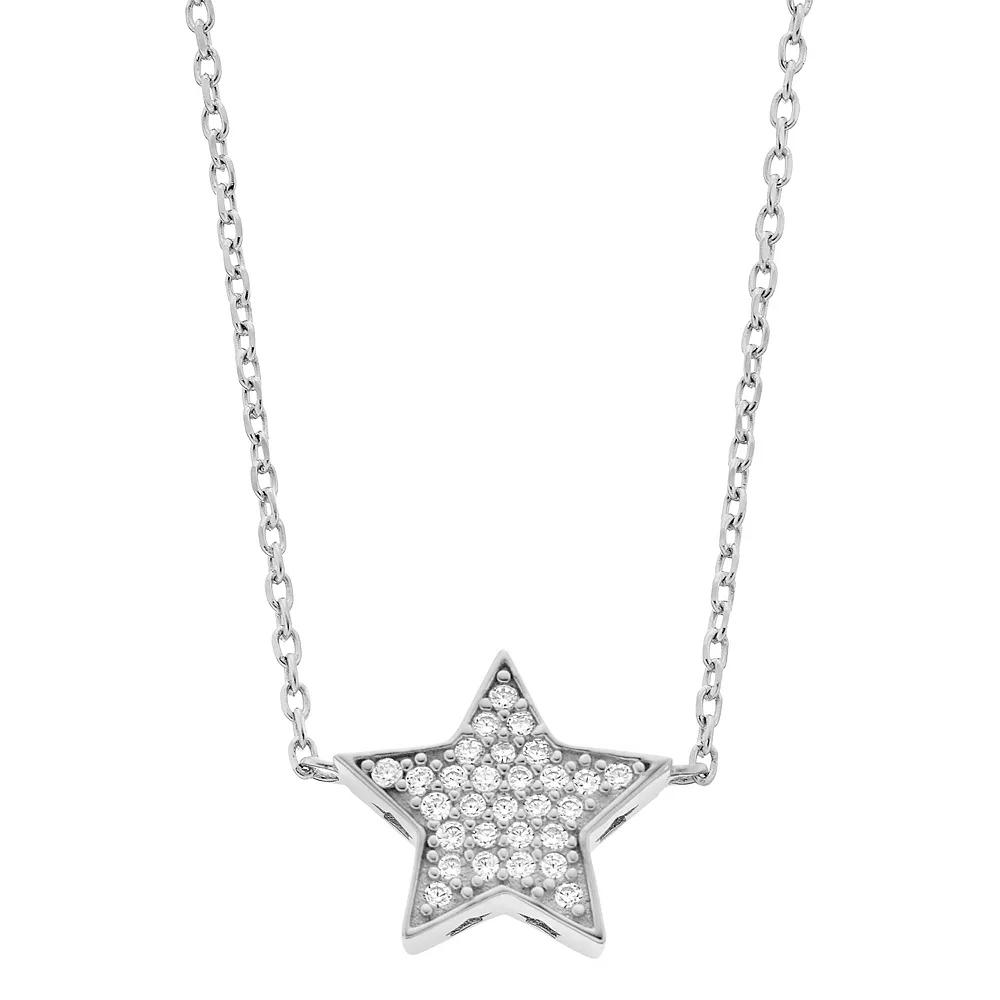 Rosabella Sterling Silver Cubic Zirconia Pave Star Link Necklace, Women's, Size: 18" Product Image