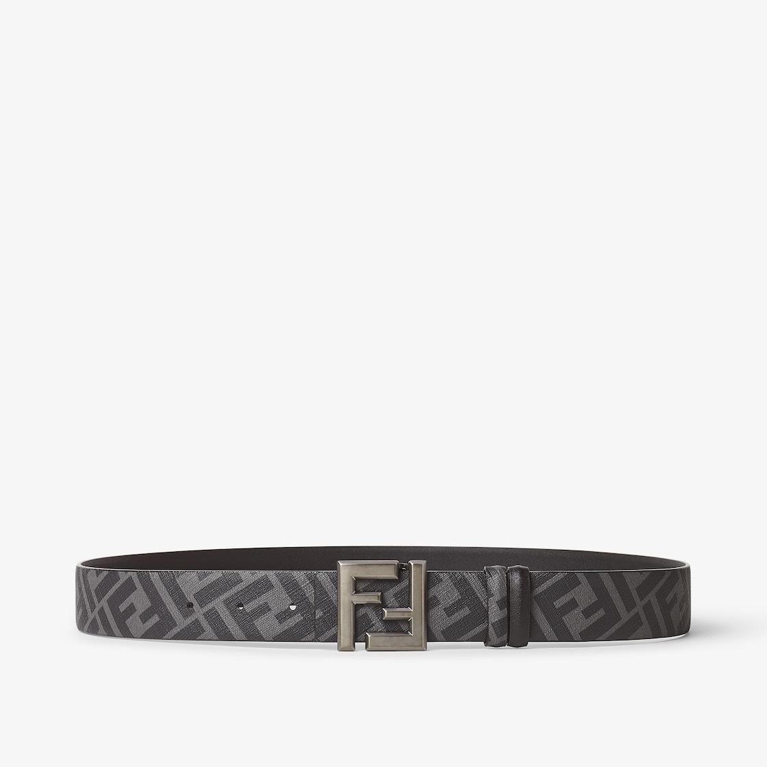 FF Squared BeltBlack leather and FF canvas reversible belt Product Image