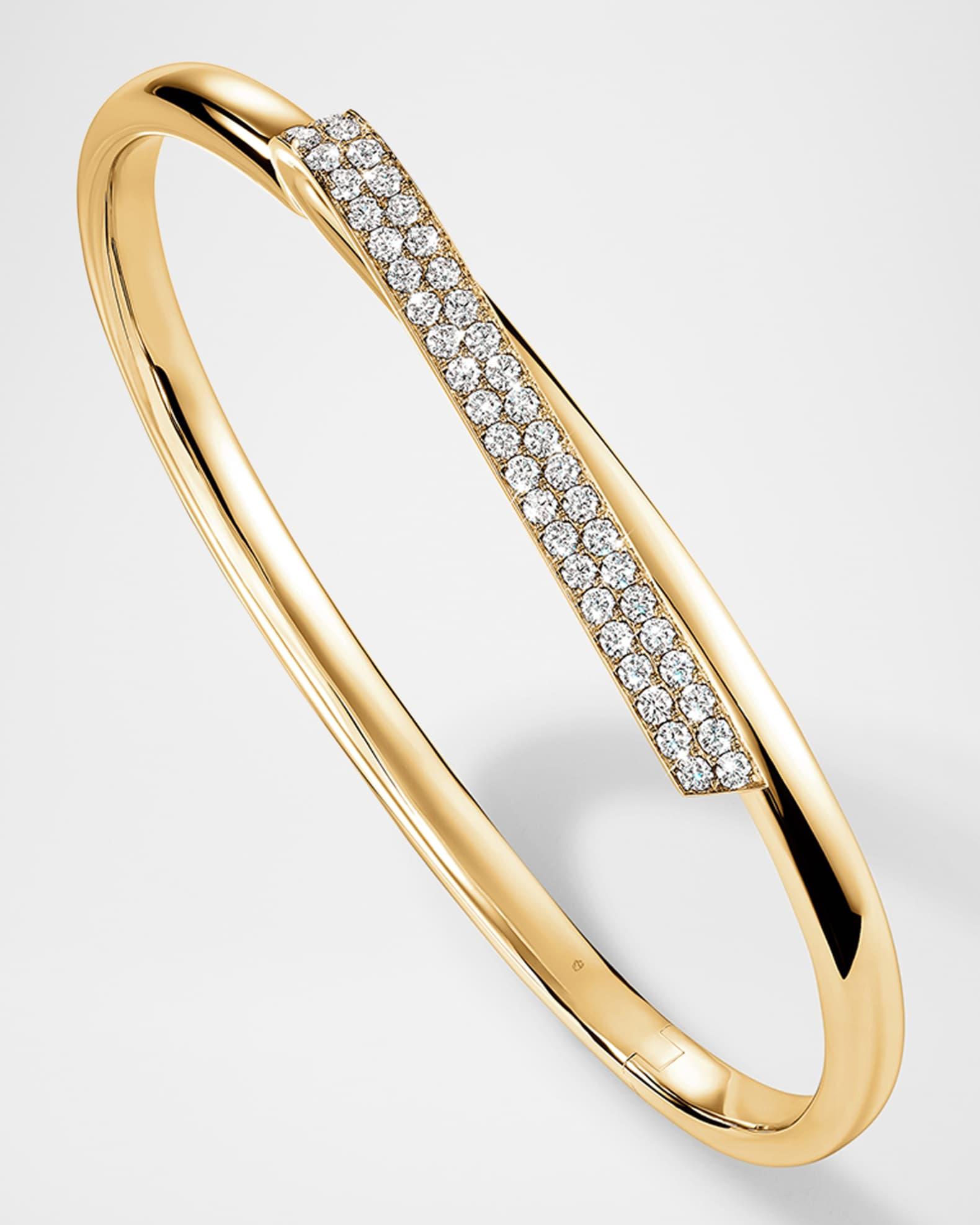 18K Yellow Gold Inside Out Diamond Flip Bangle Bracelet Product Image