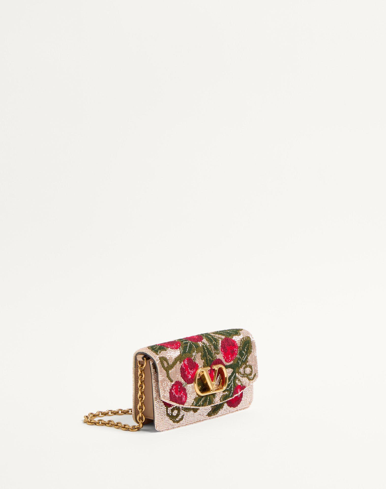Valentino Garavani Vain Embroidered Shoulder Clutch With Cherryfic Pattern Product Image