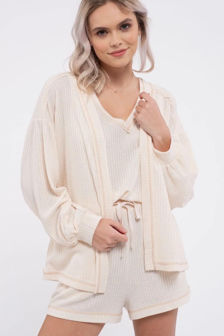 Reverse Stitched Open Front Cardigan Product Image