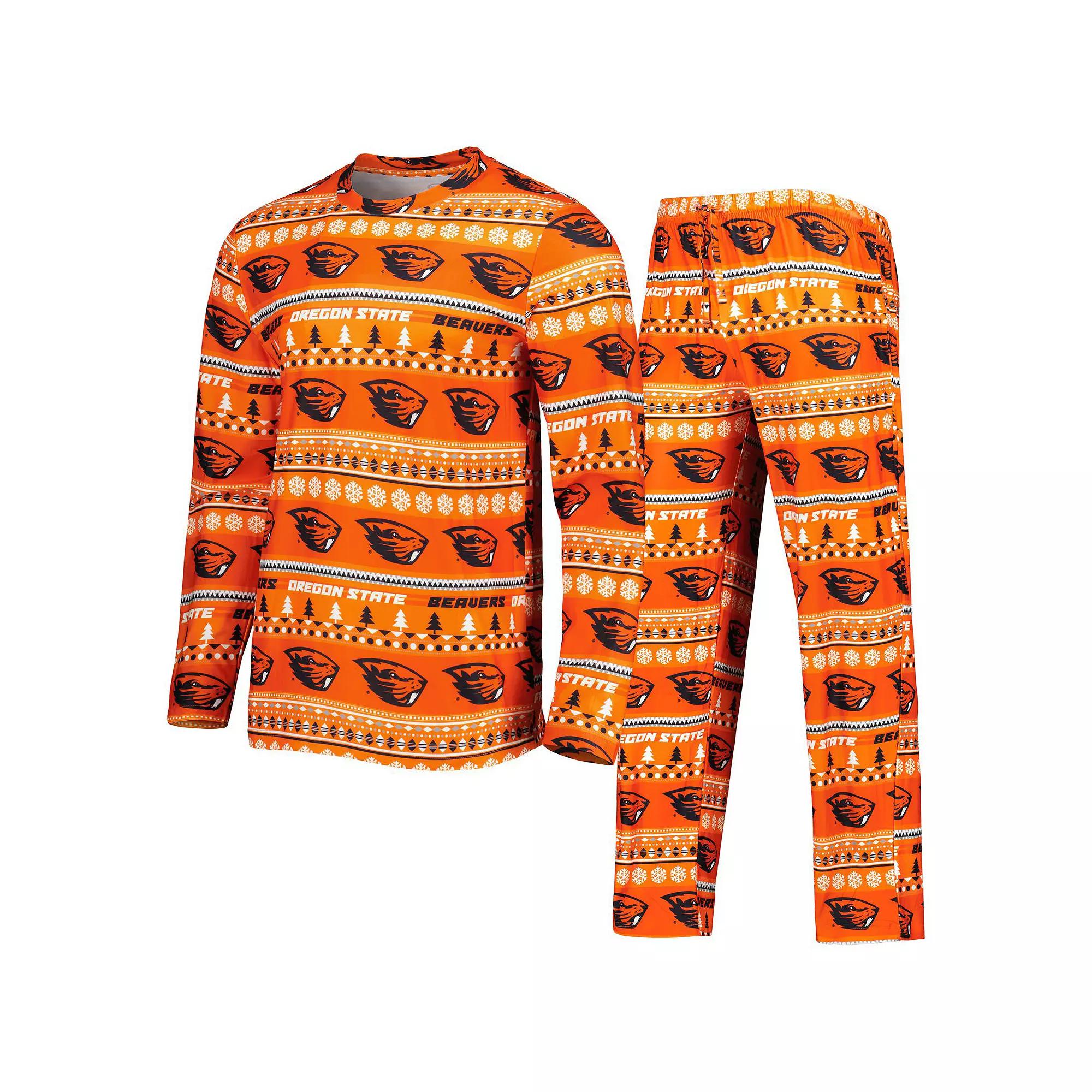Men's Concepts Sport Orange Oregon State Beavers Swivel Long Sleeve T-Shirt & Pants Sleep Set,  Product Image