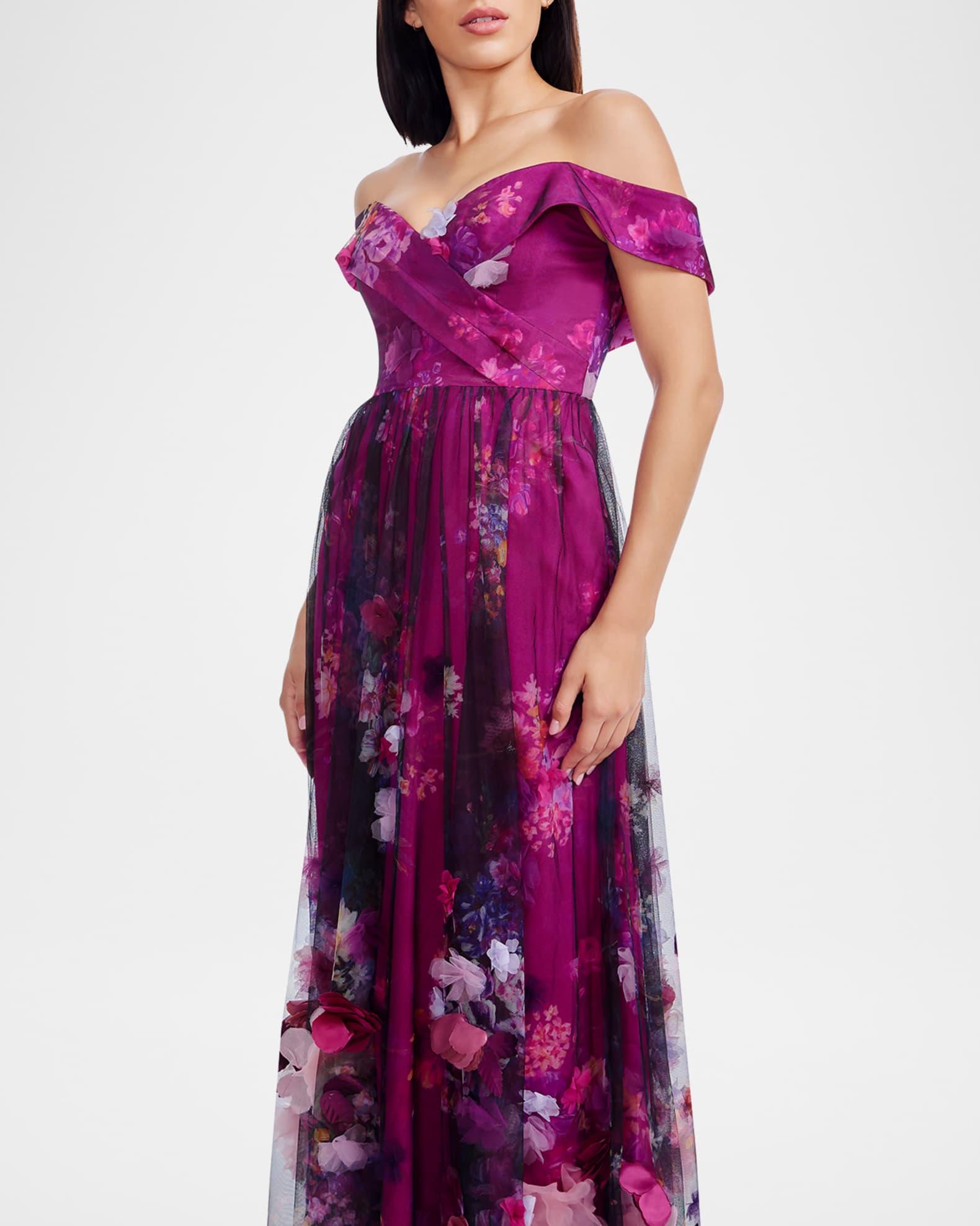 Aurea Off-Shoulder Floral Applique Gown Product Image