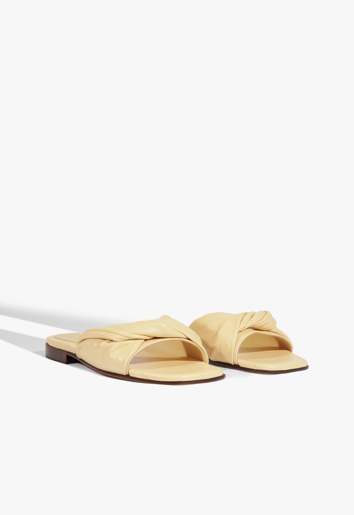 Lori Beige Leather Flat Sandal Product Image