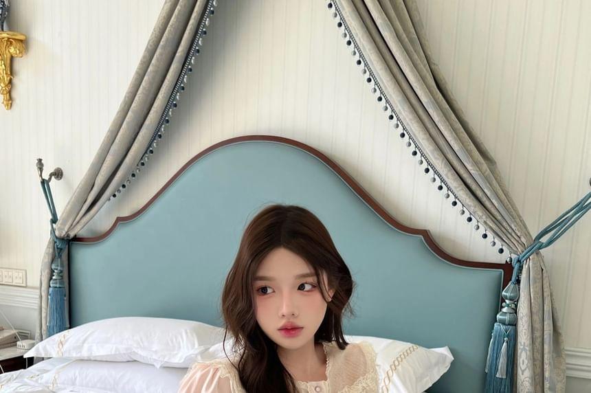 Lace Panel Pajama Set Product Image