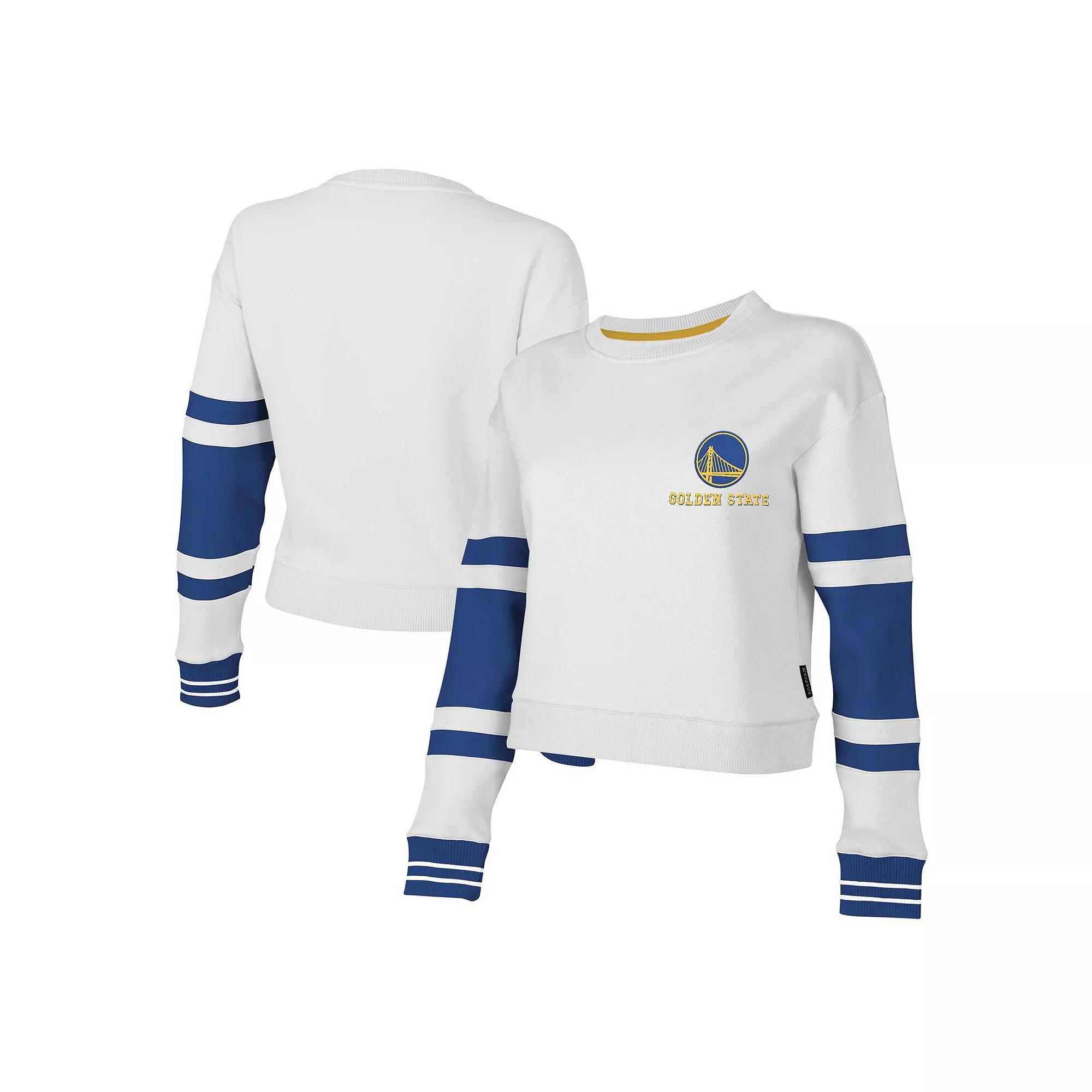 Women's Stadium Essentials White Golden State Warriors Scrimmage Cropped Pullover Sweatshirt,  Product Image