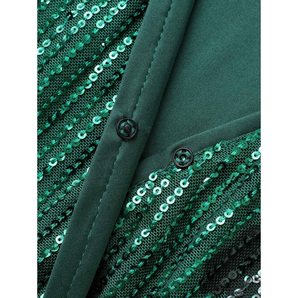 Plus Size Sequin Floral Lantern Sleeve Midi Dress Truegreen Women Cocktail Texture Party Curvy Bloomchic 26/4X Product Image