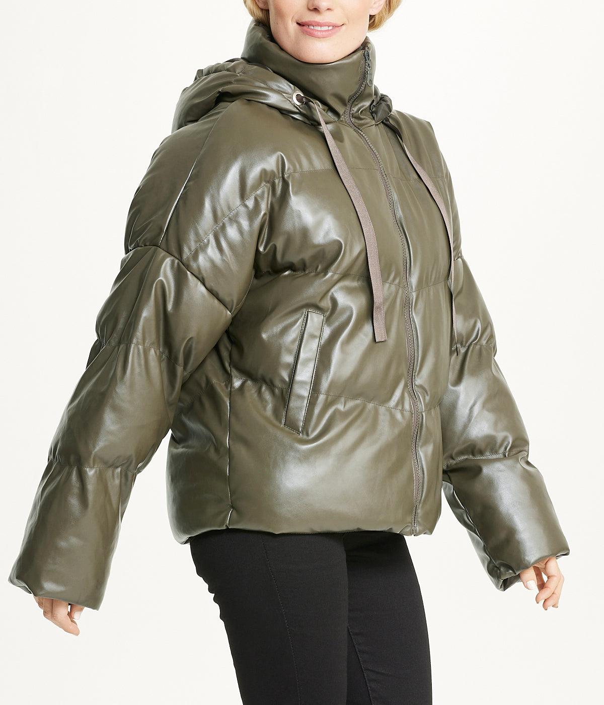 Vegan Leather Puffer Coat Product Image