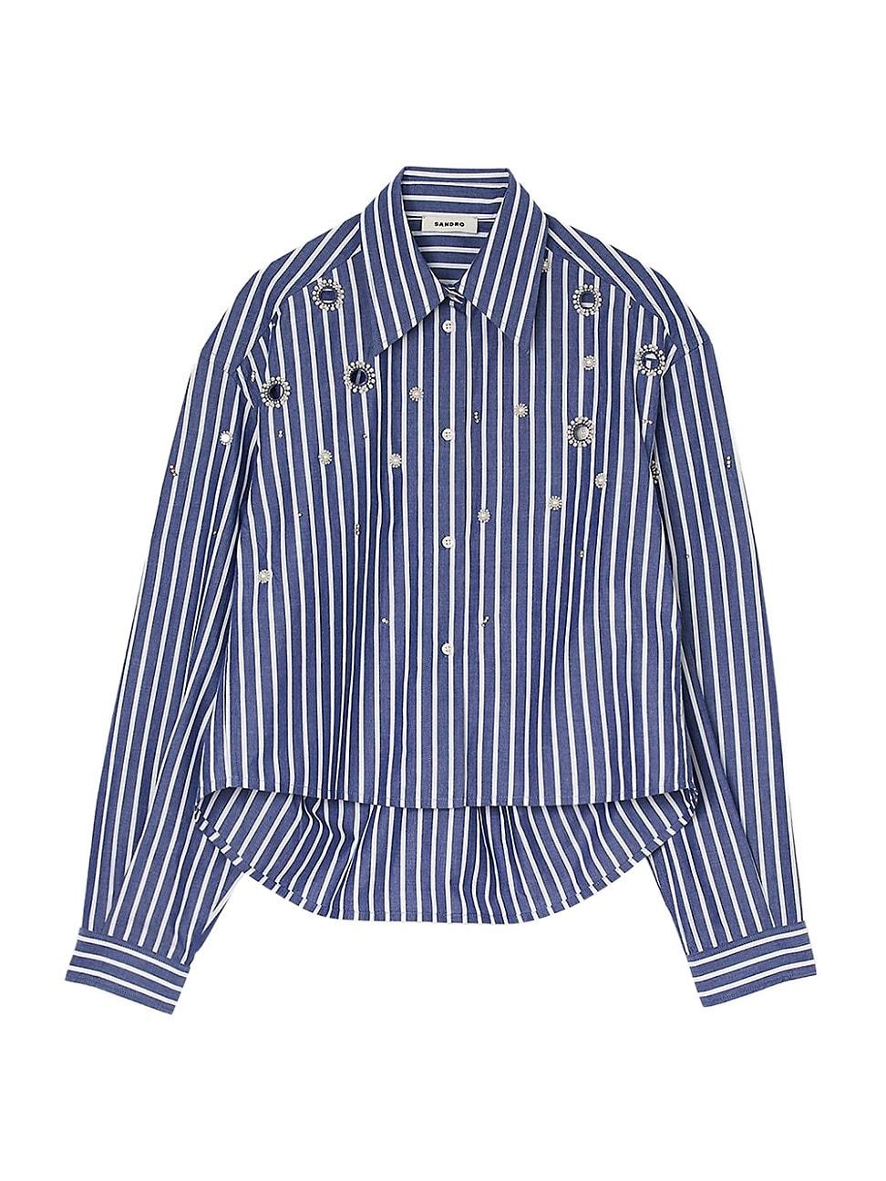 Womens Beaded Striped Shirt Product Image